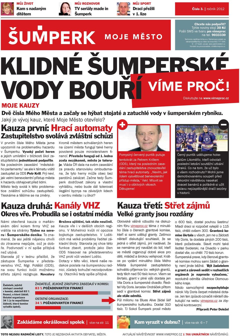 platmobilem.cz. Kontakt na provozovatele: info@vimeproc.cz. Diskutujte na www.vimeproc.cz Moje kauzy Dvě čísla Mého Města a začaly se hýbat stojaté a zatuchlé vody v šumperském rybníku.