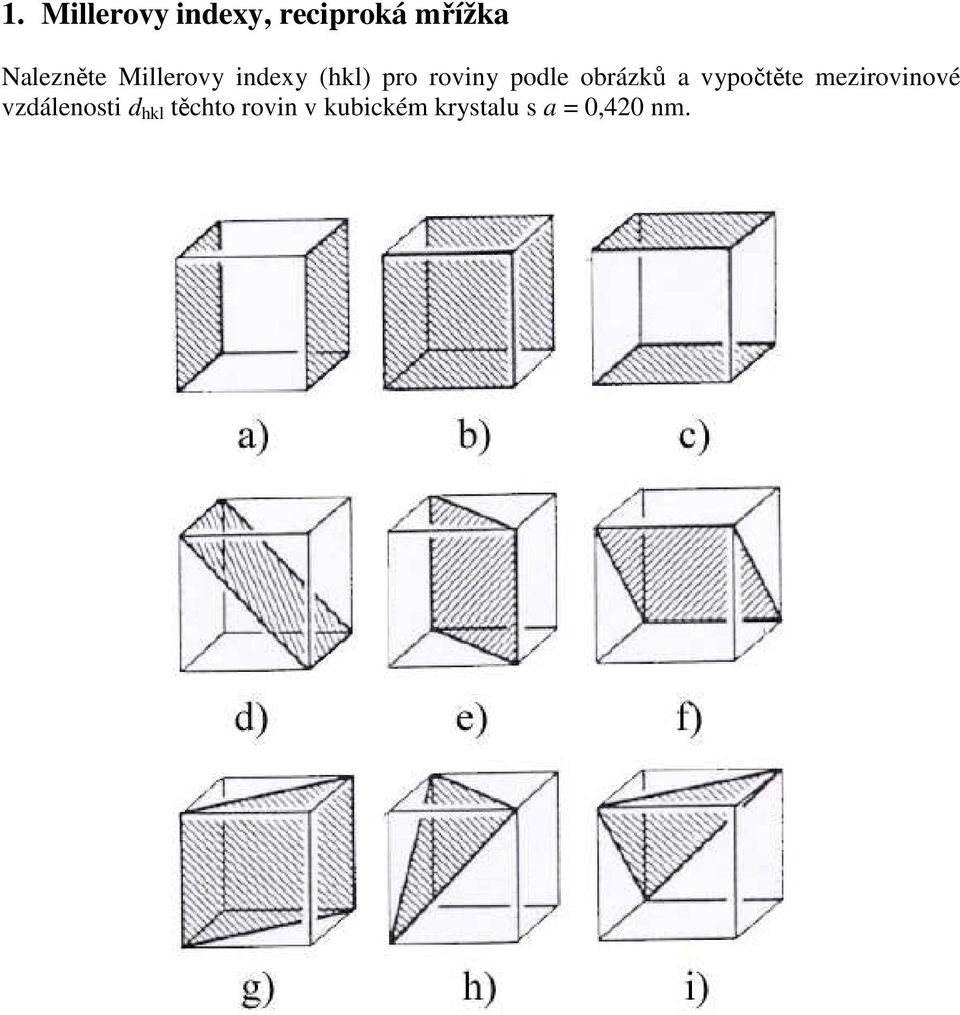 podle obrázků a vypočtěte mezirovinové