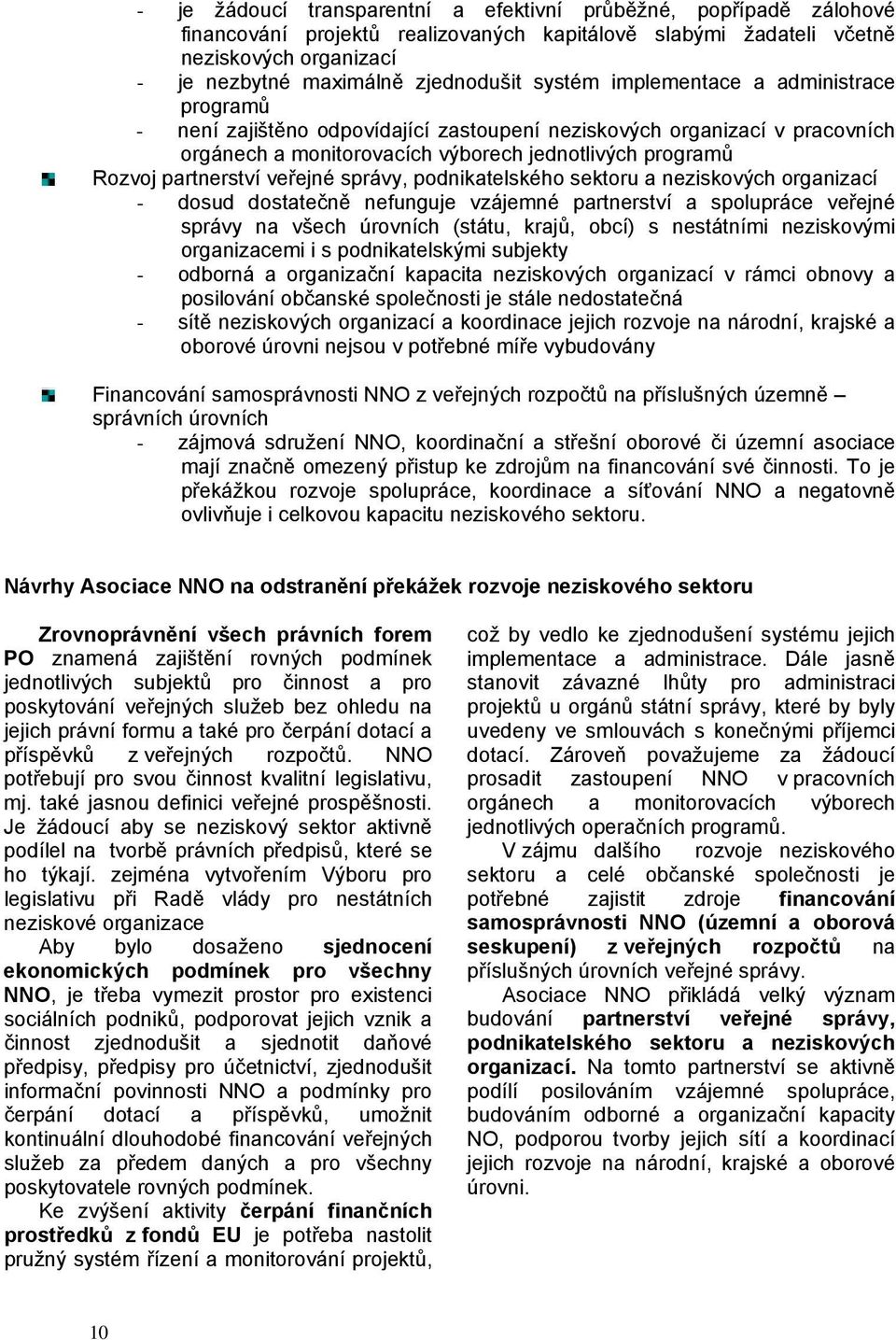 pdnikatelskéh sektru a neziskvých rganizací - dsud dstatečně nefunguje vzájemné partnerství a splupráce veřejné správy na všech úrvních (státu, krajů, bcí) s nestátními neziskvými rganizacemi i s