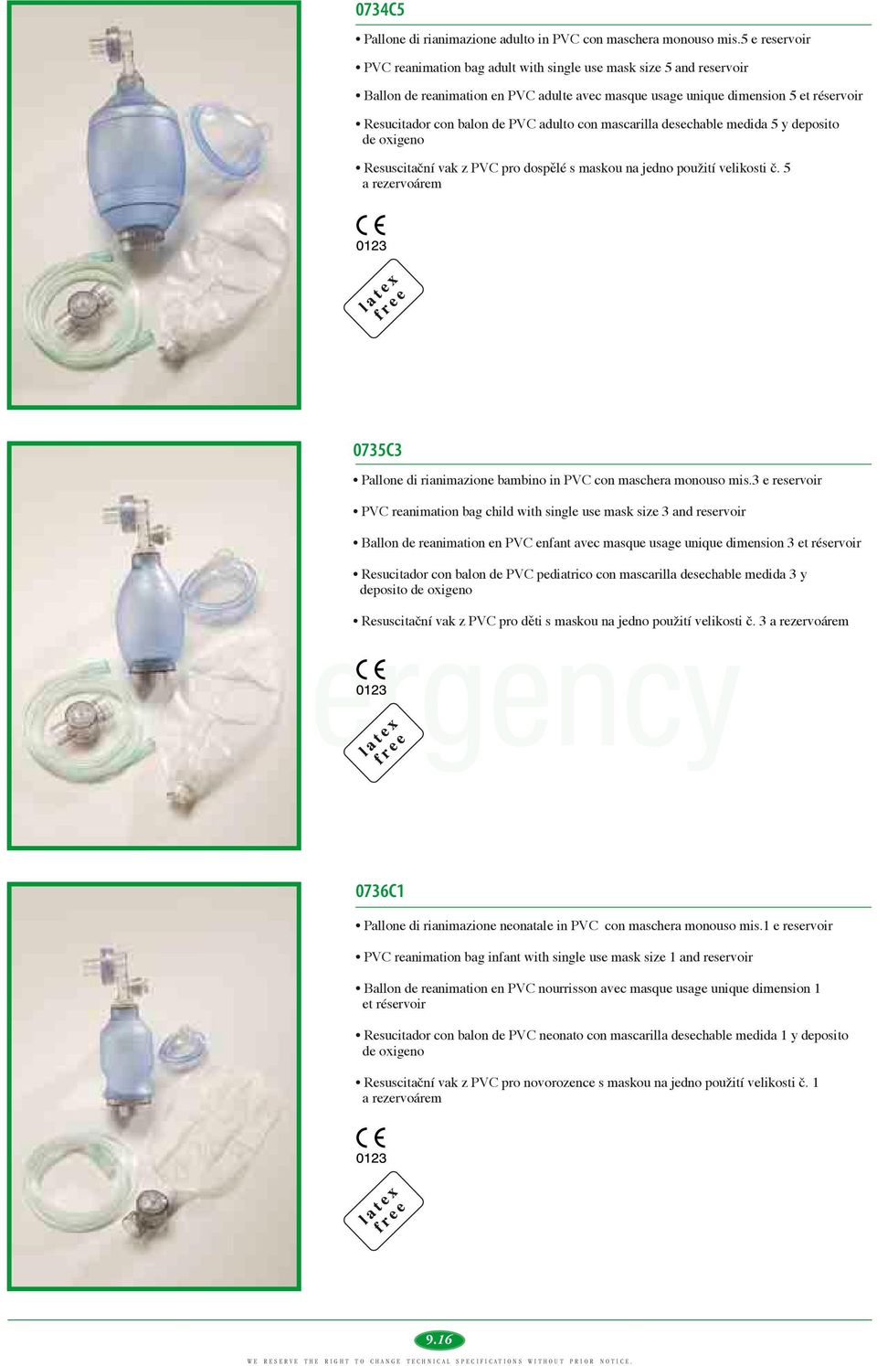 adulto con mascarilla desechable medida 5 y deposito de oxigeno Resuscitační vak z PVC pro dospělé s maskou na jedno použití velikosti č.