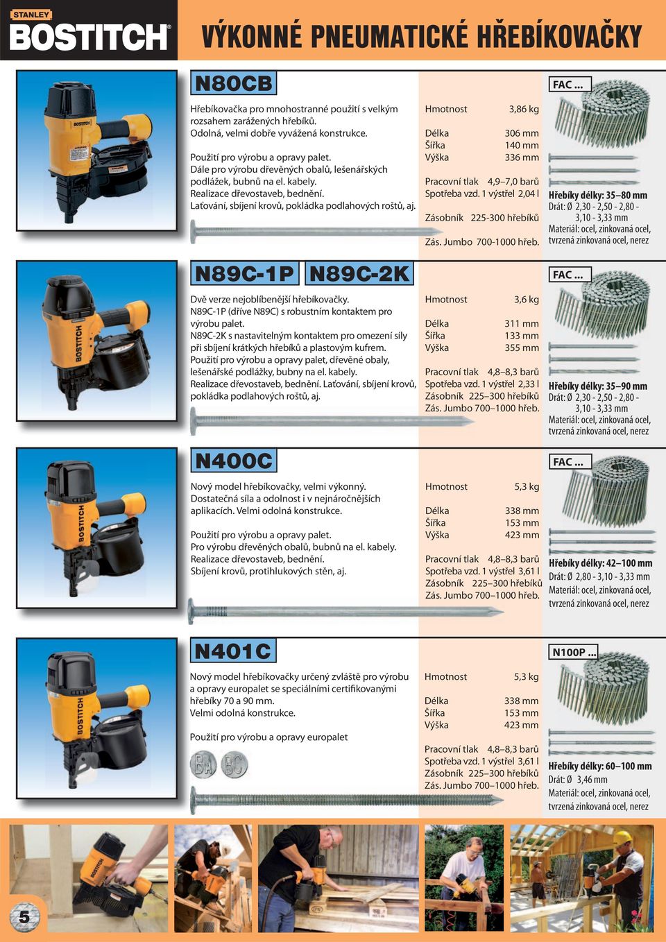 N89C-1P N89C-2K Dvě verze nejoblíbenější hřebíkovačky. N89C-1P (dříve N89C) s robustním kontaktem pro výrobu palet.