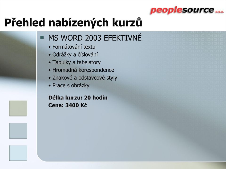 Hromadná korespondence Znakové a odstavcové