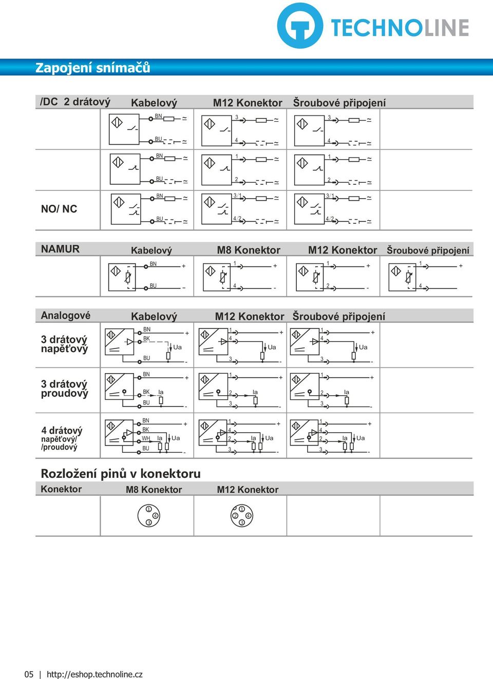 Kabelový Šroubové pøipojení BN BK BU BN BK BU la Ua + - + - 4 3 2 3 la Ua + - + - 4 3 2 3 la Ua + - + - 4 drátový napì ový/