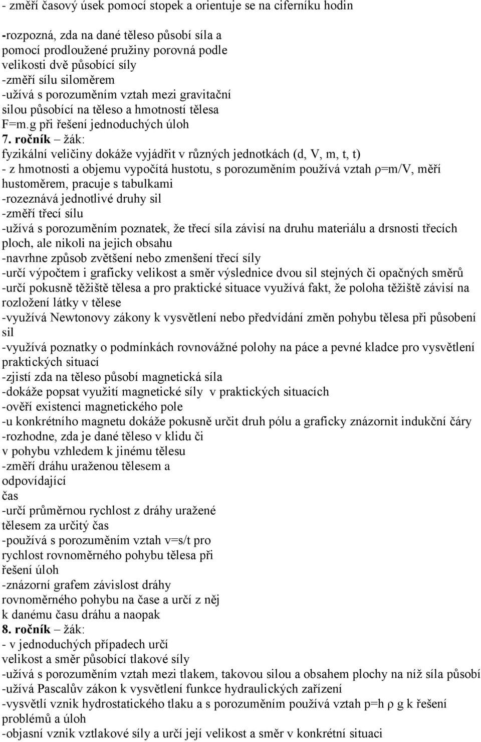 ročník žák: fyzikální veličiny dokáže vyjádřit v různých jednotkách (d, V, m, t, t) - z hmotnosti a objemu vypočítá hustotu, s porozuměním používá vztah ρ=m/v, měří hustoměrem, pracuje s tabulkami