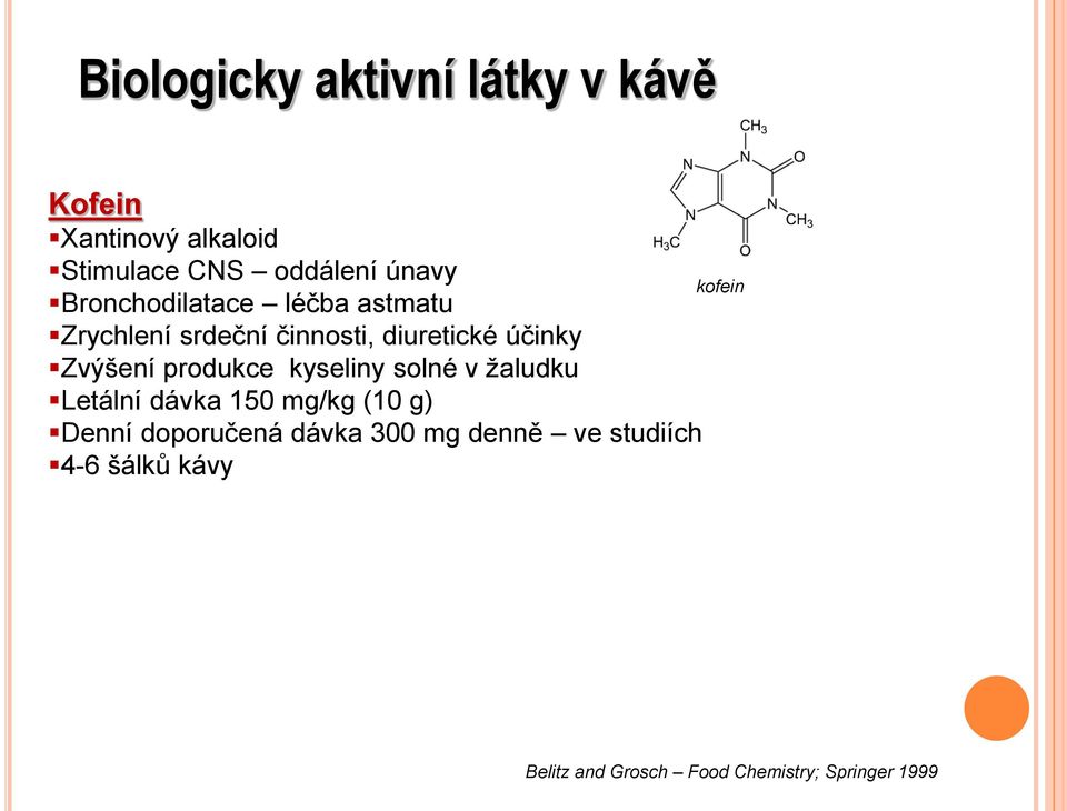 Zvýšení produkce kyseliny solné v žaludku Letální dávka 150 mg/kg (10 g) Denní