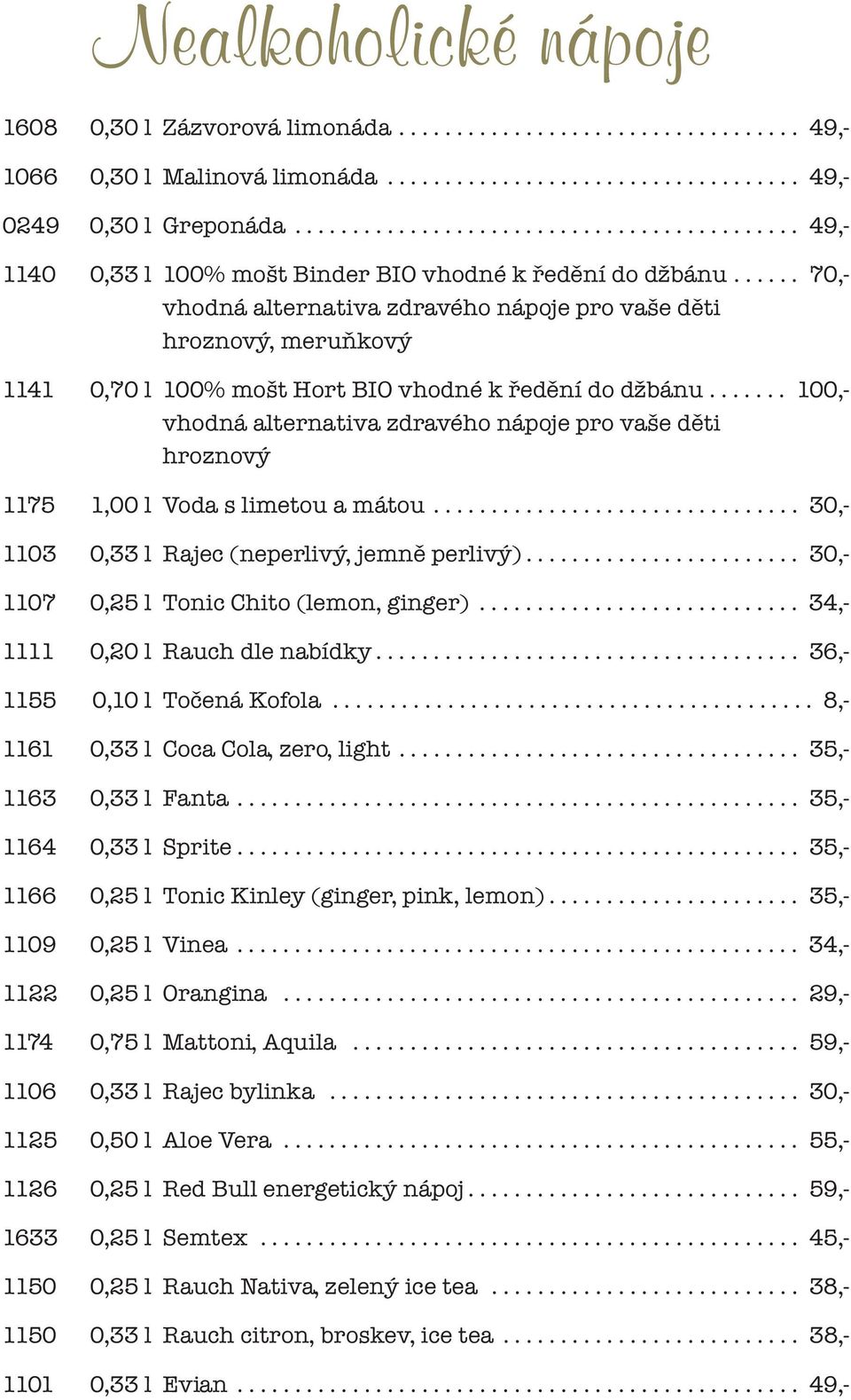 ..... 70,- vhodná alternativa zdravého nápoje pro vaše děti hroznový, meruňkový 1141 0,70 l 100% mošt Hort BIO vhodné k ředění do džbánu.