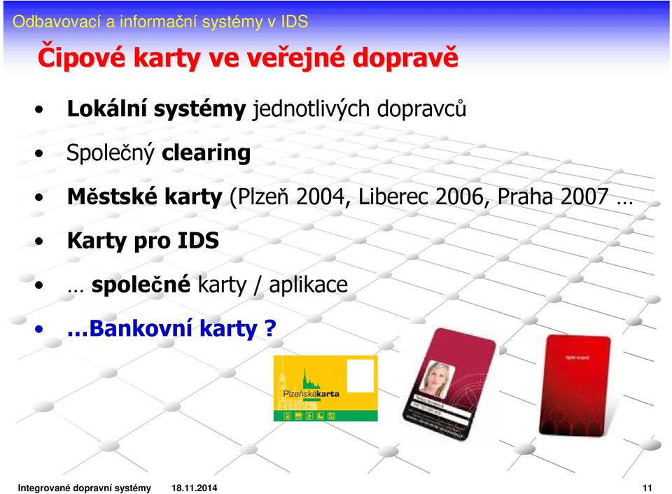 2004, Liberec 2006, Praha 2007 Karty pro IDS společné karty