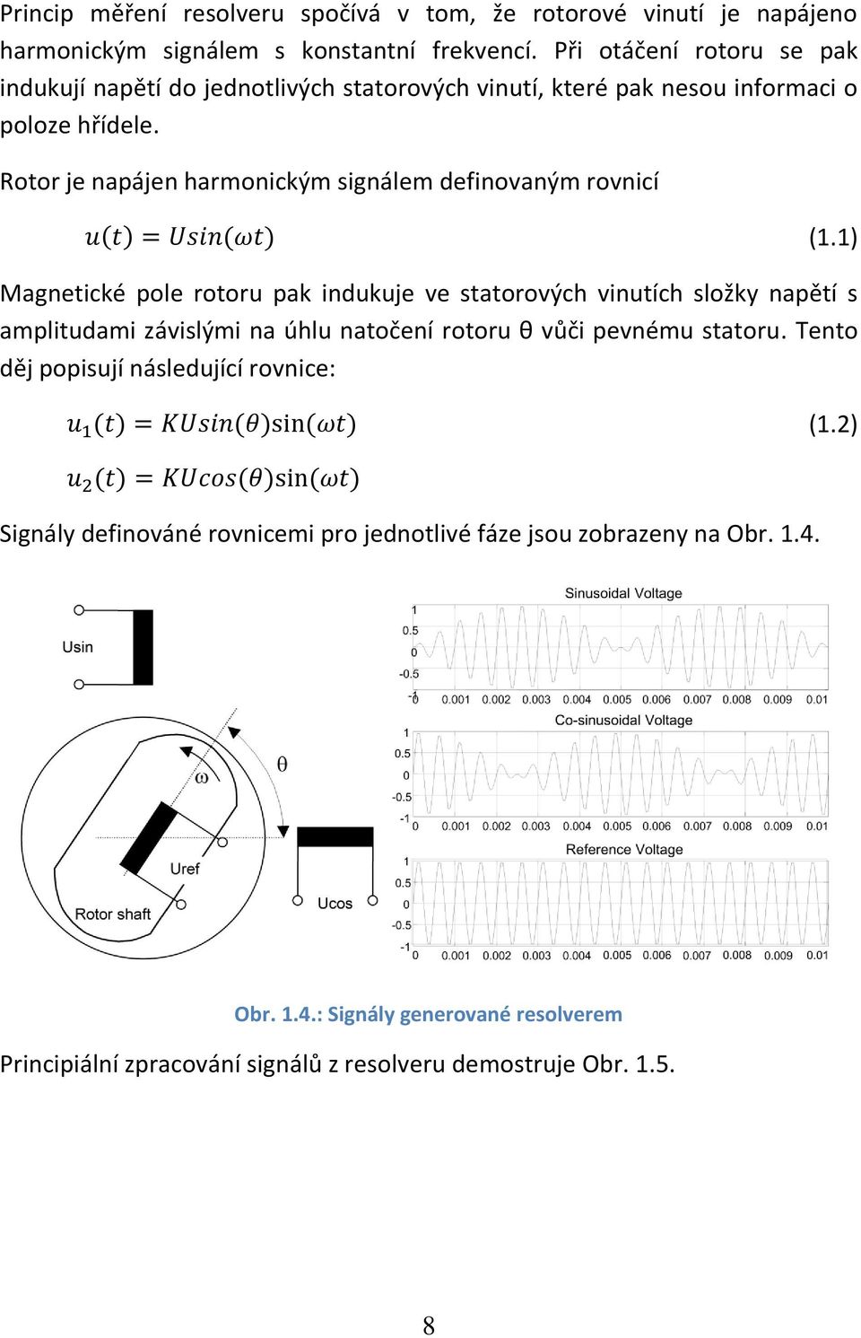 Rotor je napájen harmonickým signálem definovaným rovnicí ( ) ( ) (1.