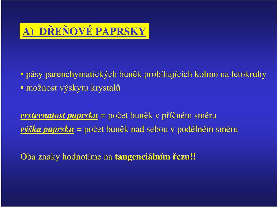 paprsku = počet buněk v příčném směru výška paprsku = počet