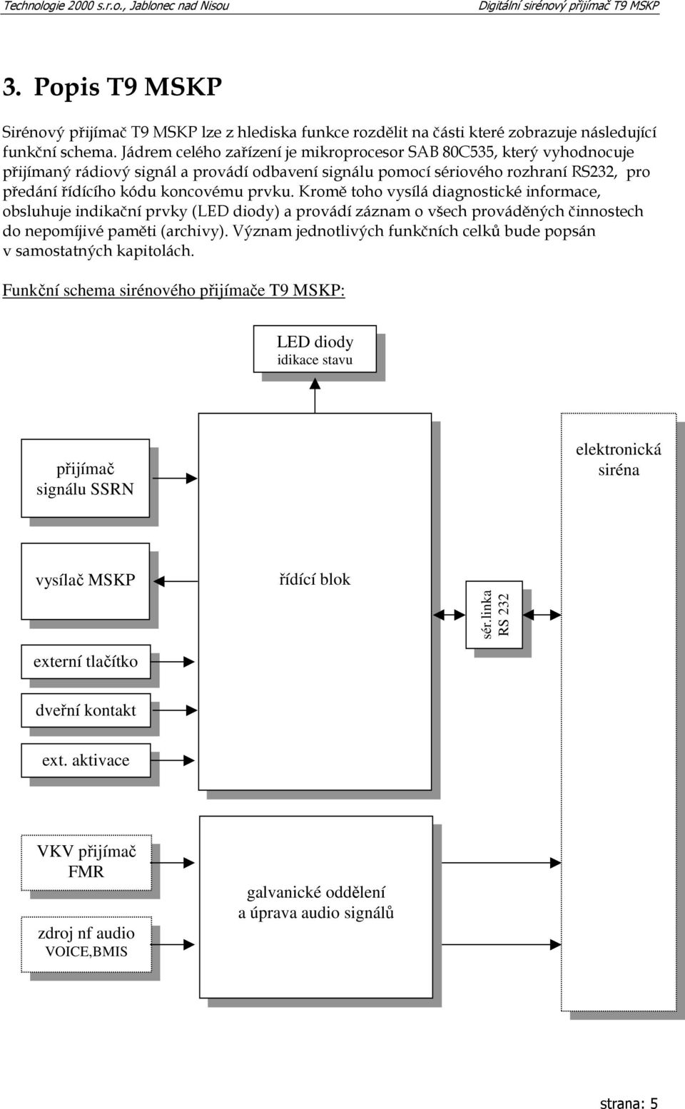 Kromě toho vysílá diagnostické informace, obsluhuje indikační prvky (LED diody) a provádí záznam o všech prováděných činnostech do nepomíjivé paměti (archivy).