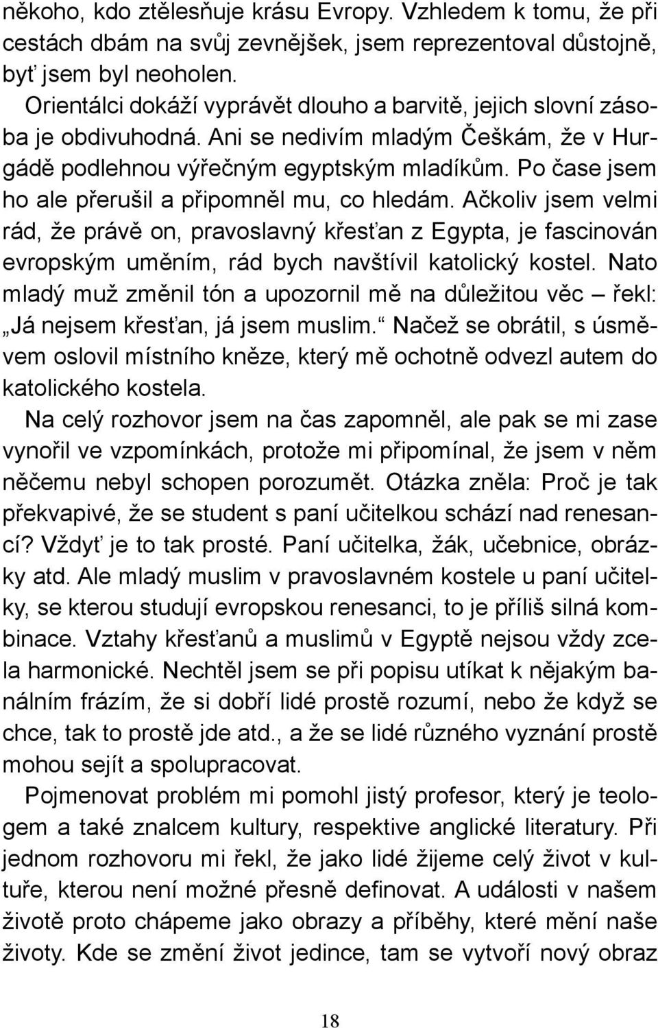 Po čase jsem ho ale přerušil a připomněl mu, co hledám. Ačkoliv jsem velmi rád, že právě on, pravoslavný křesťan z Egypta, je fascinován evropským uměním, rád bych navštívil katolický kostel.