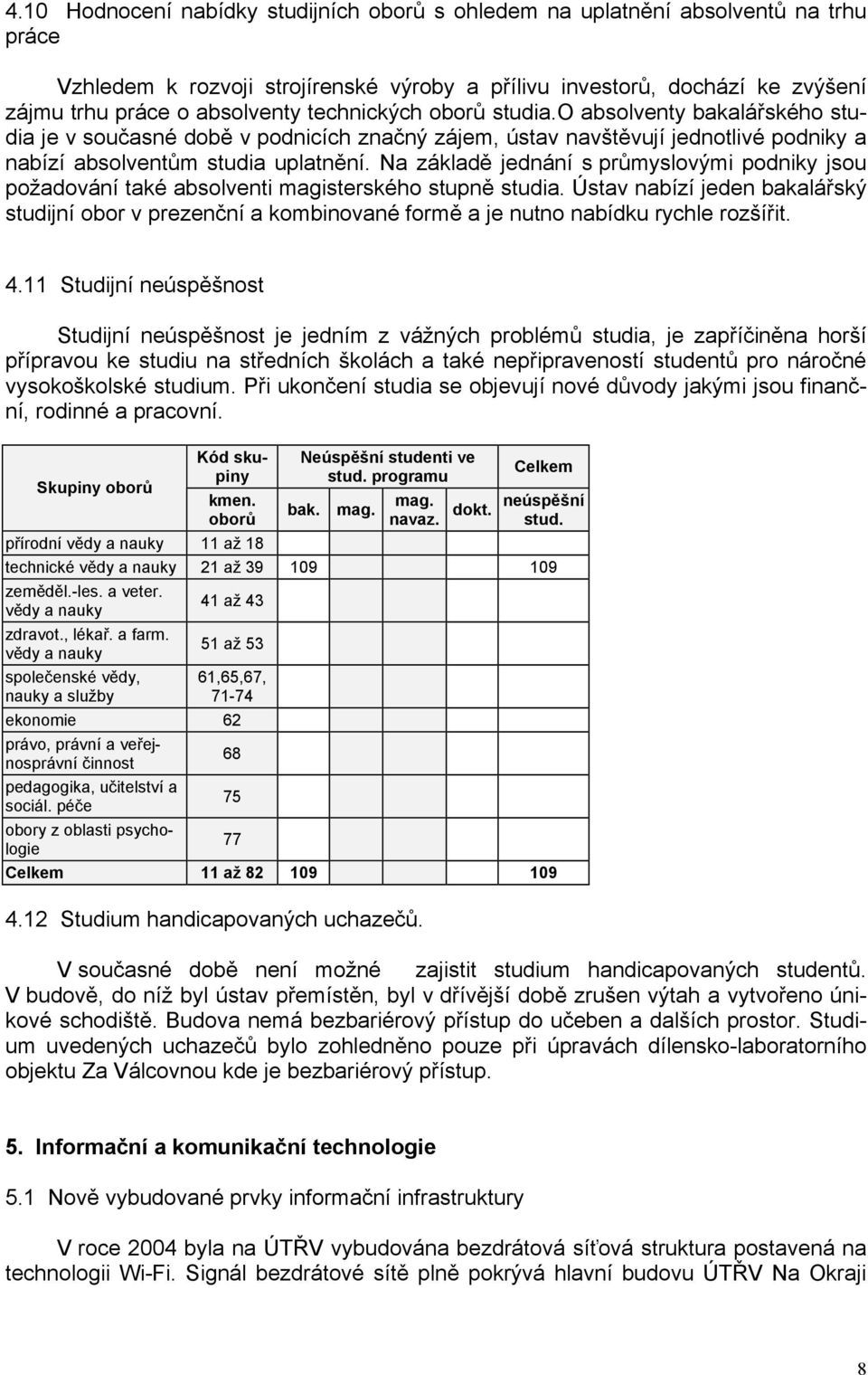 Na základě jednání s průmyslovými podniky jsou požadování také absolventi magisterského stupně studia.