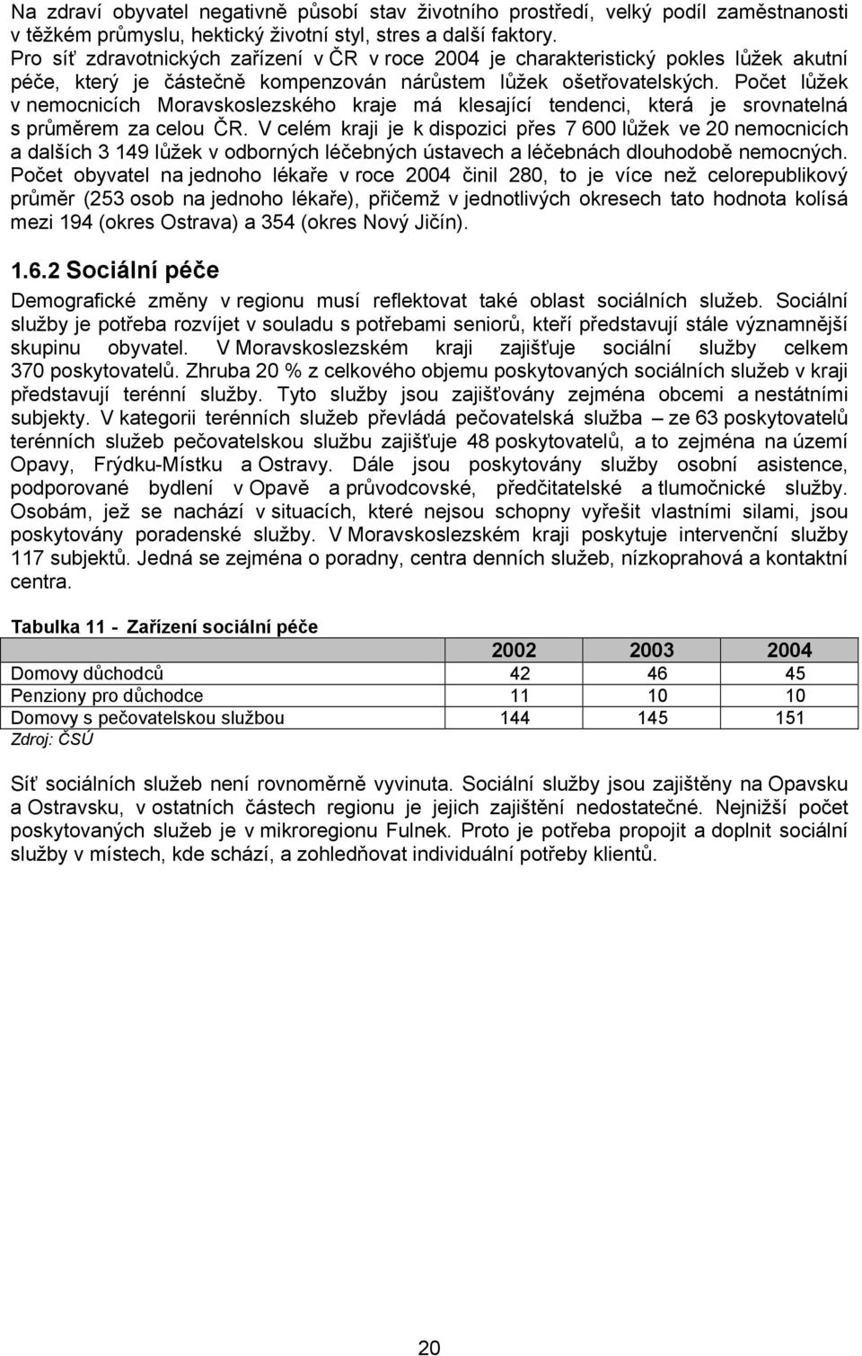 Počet lůžek v nemocnicích Moravskoslezského kraje má klesající tendenci, která je srovnatelná s průměrem za celou ČR.