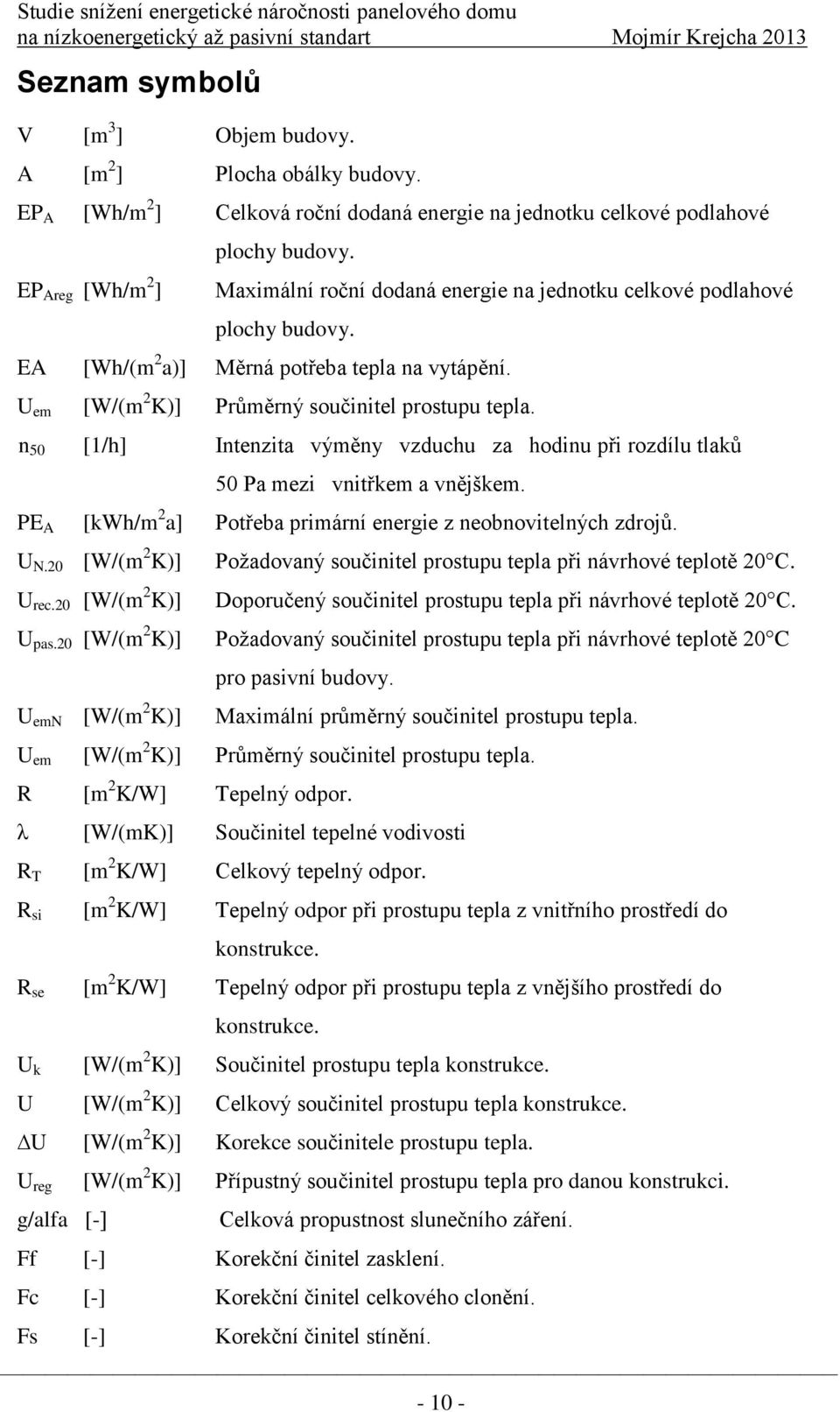 n 50 [1/h] Intenzita výměny vzduchu za hodinu při rozdílu tlaků 50 Pa mezi vnitřkem a vnějškem. PE A [kwh/m 2 a] Potřeba primární energie z neobnovitelných zdrojů. U N.20 [W/(m 2 K)] U rec.