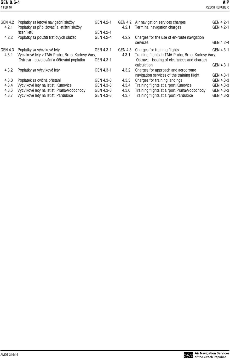 3 3 4.3.4 Výcvikové lety na letišti Kunovice GEN 4.3 3 4.3.6 Výcvikové lety na letišti Praha/Vodochody GEN 4.3 3 4.3.7 Výcvikové lety na letišti Pardubice GEN 4.3 3 GEN 4.