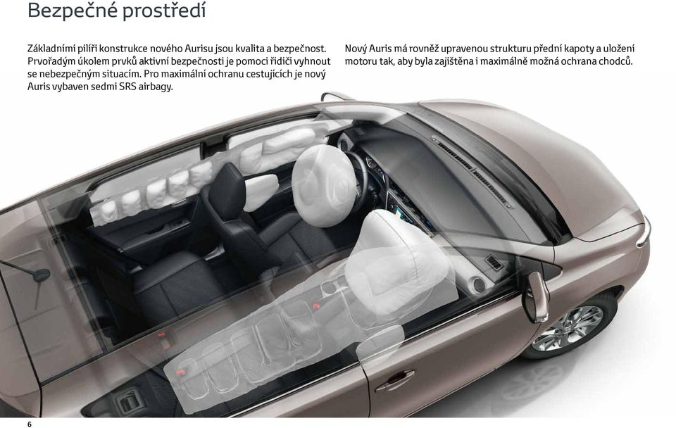 Pro maximální ochranu cestujících je nový Auris vybaven sedmi SRS airbagy.