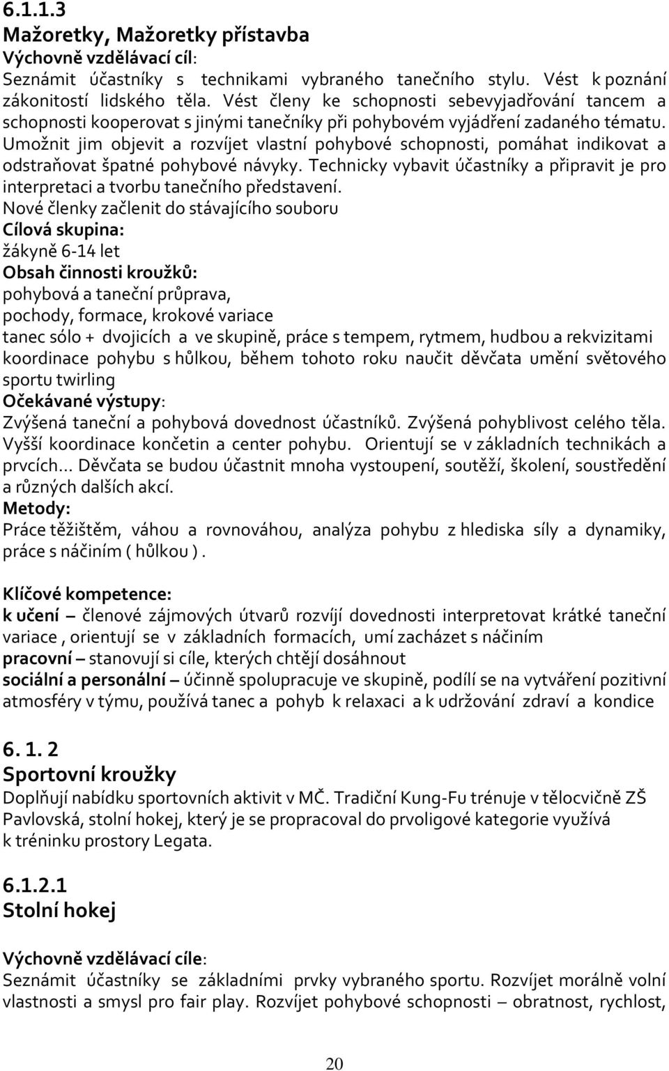 Umožnit jim objevit a rozvíjet vlastní pohybové schopnosti, pomáhat indikovat a odstraňovat špatné pohybové návyky.