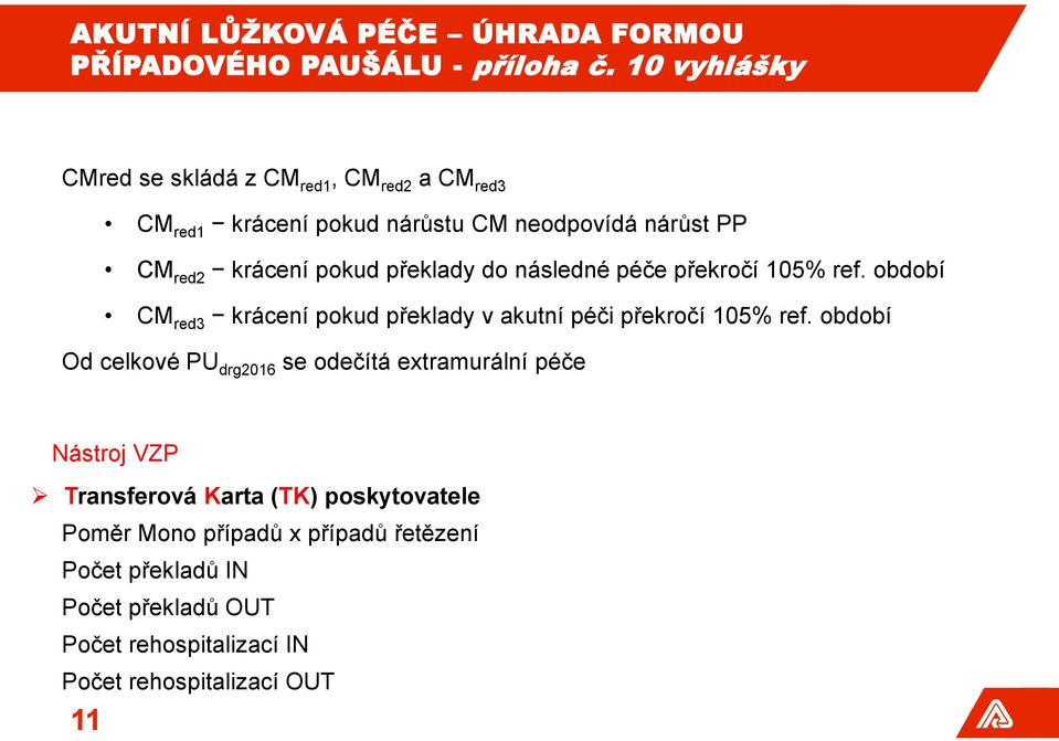 překlady do následné péče překročí 105% ref. období CM red3 krácení pokud překlady v akutní péči překročí 105% ref.