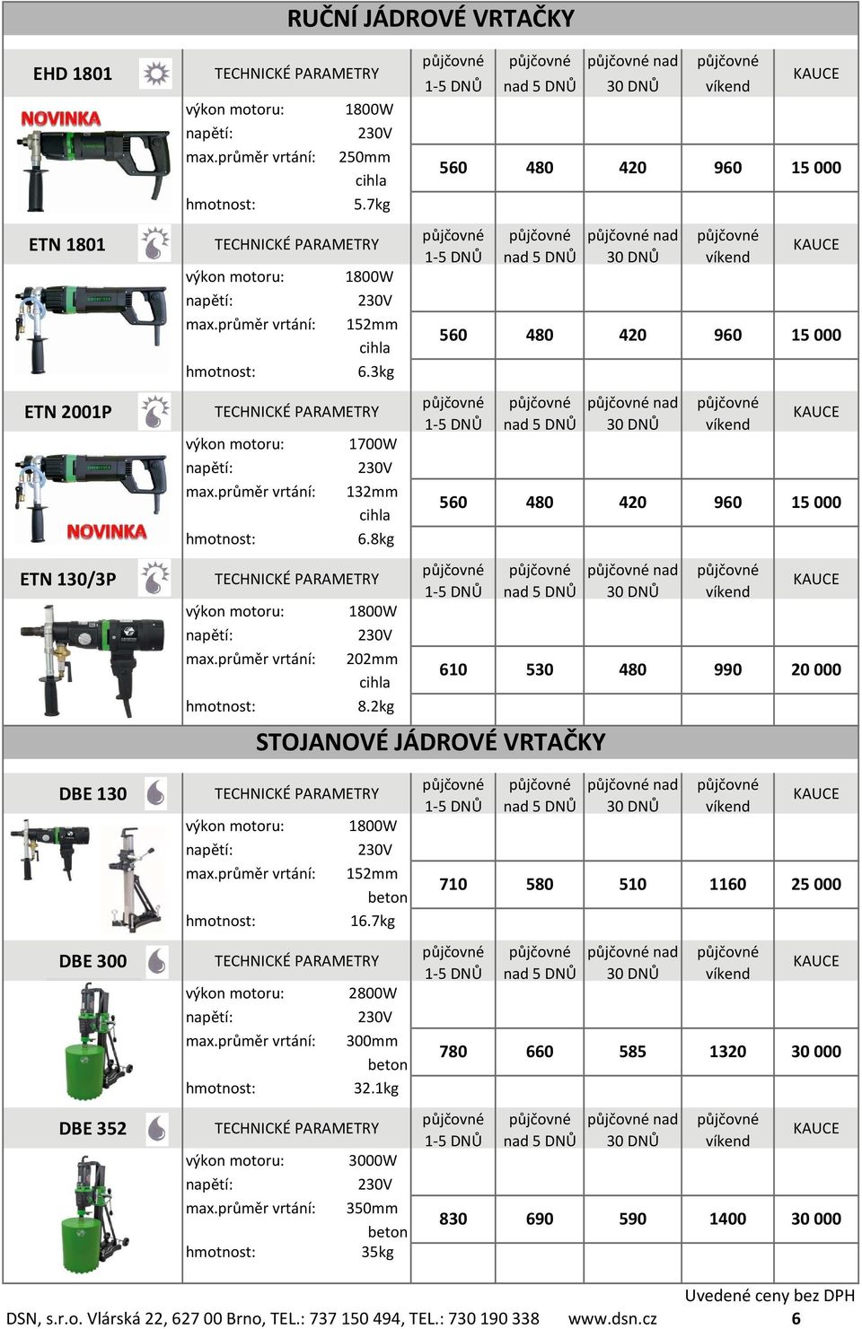 2kg nad 560 480 420 nad 560 480 420 nad 560 480 420 nad 610 530 480 STOJANOVÉ JÁDROVÉ VRTAČKY 960 15 000 960 15 000 960 15 000 990 20 000 DBE 130 max.