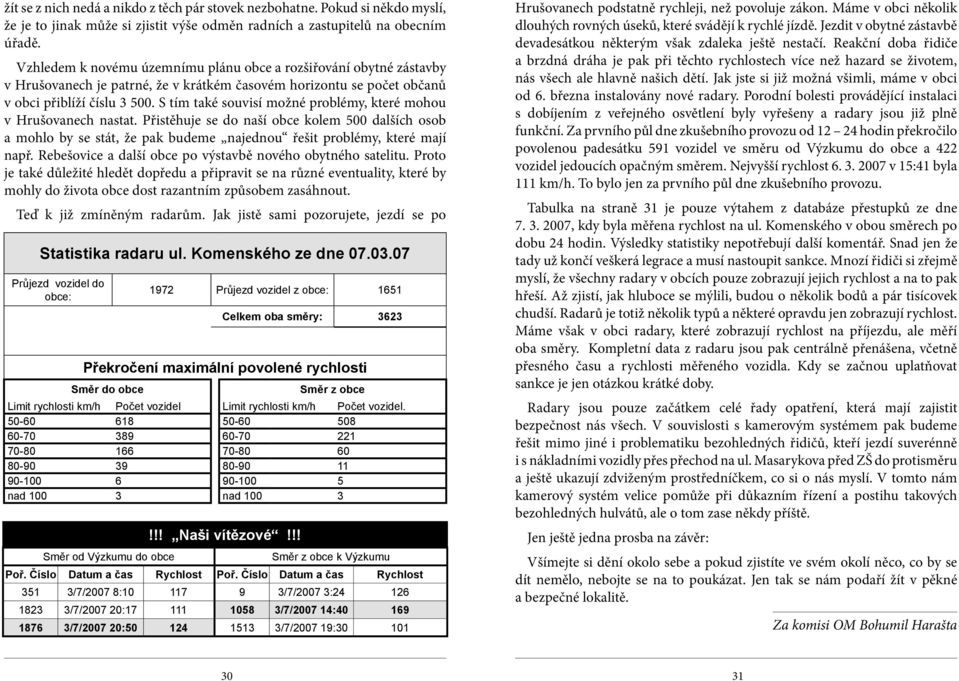 S tím také souvisí možné problémy, které mohou v Hrušovanech nastat. Přistěhuje se do naší obce kolem 500 dalších osob a mohlo by se stát, že pak budeme najednou řešit problémy, které mají např.