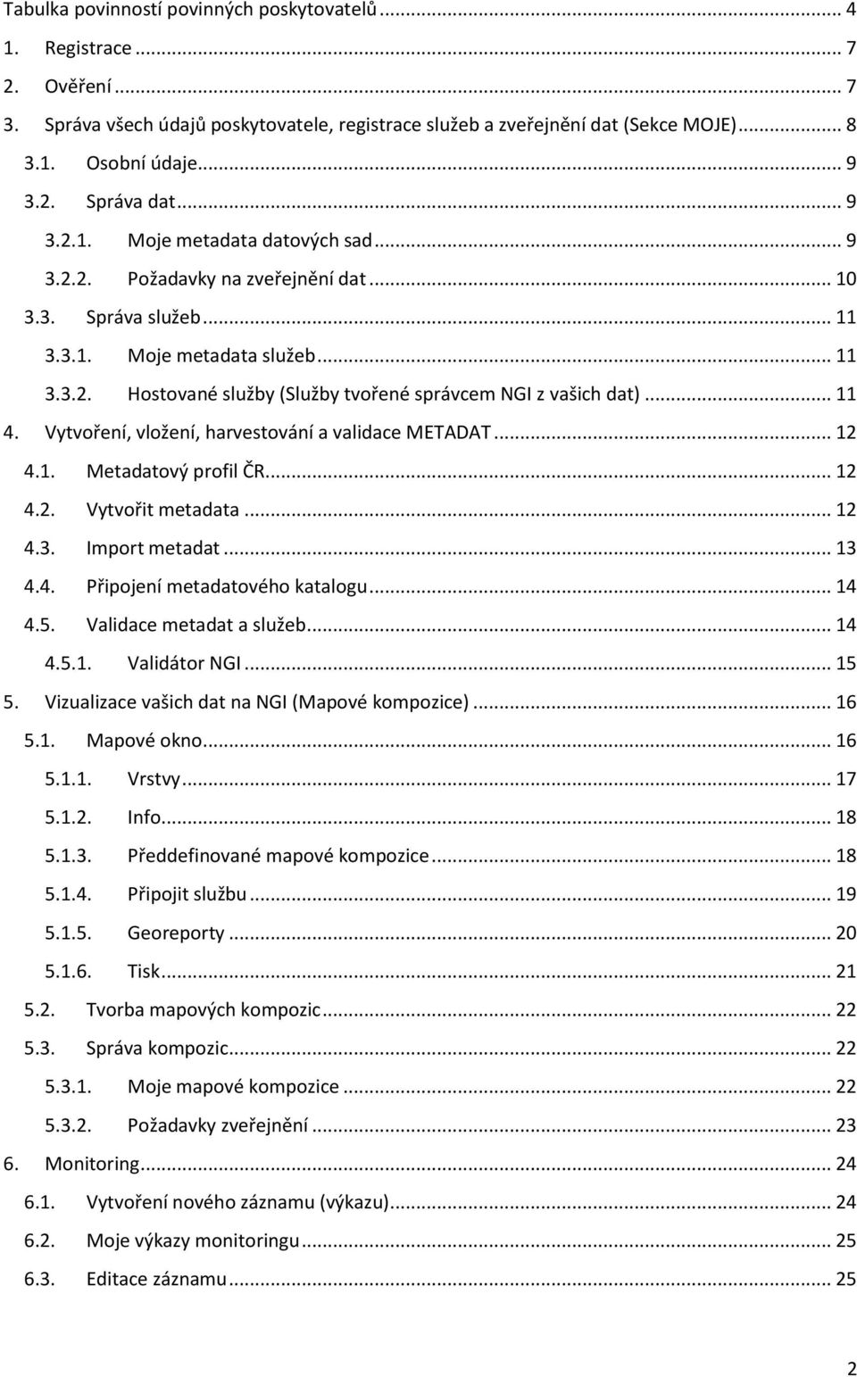 .. 11 4. Vytvoření, vložení, harvestování a validace METADAT... 12 4.1. Metadatový profil ČR... 12 4.2. Vytvořit metadata... 12 4.3. Import metadat... 13 4.4. Připojení metadatového katalogu... 14 4.