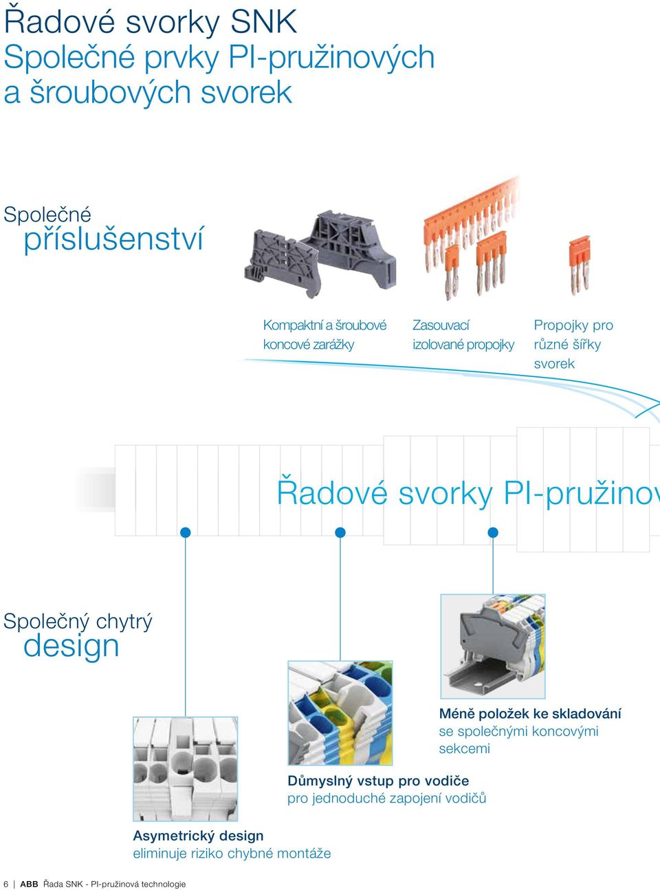 chytrý design Asymetrický design eliminuje riziko chybné montáže Důmyslný vstup pro vodiče pro jednoduché