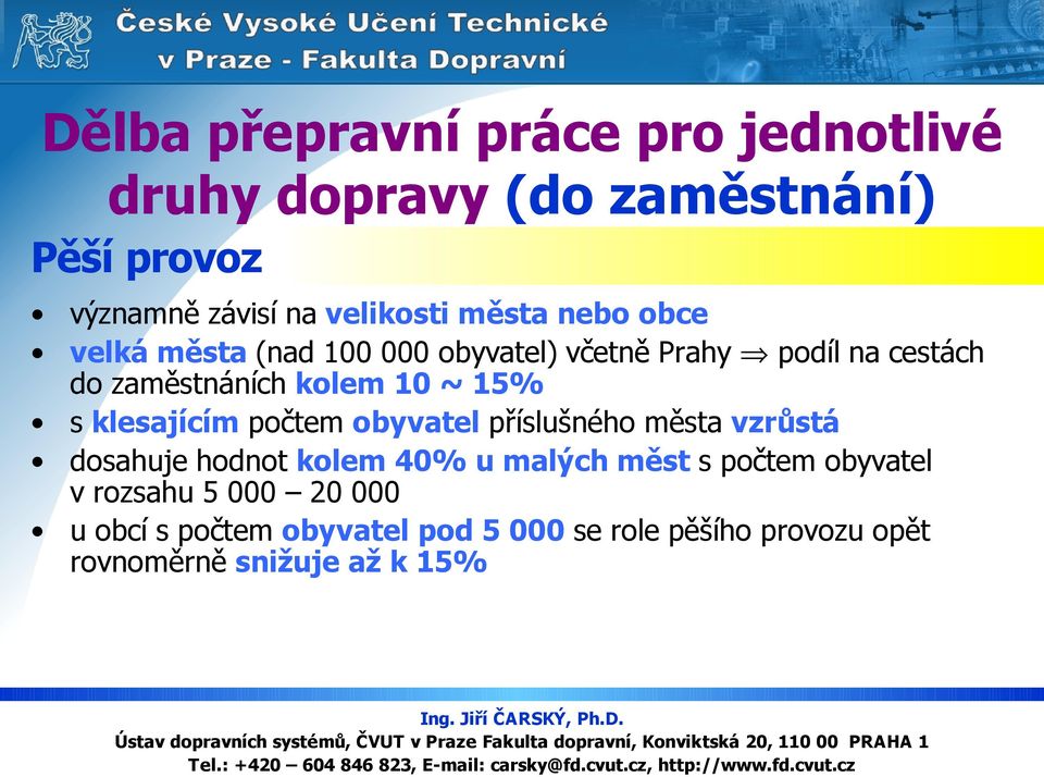 s klesajícím počtem obyvatel příslušného města vzrůstá dosahuje hodnot kolem 40% u malých měst s počtem