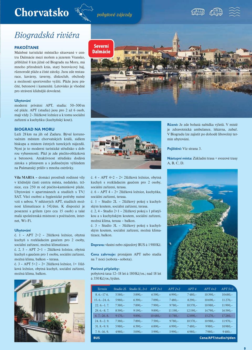 Letovisko je vhodné pro strávení klidnější dovolené. Severní Dalmácie moderní privátní APT, studia: 50 500 m od pláže.