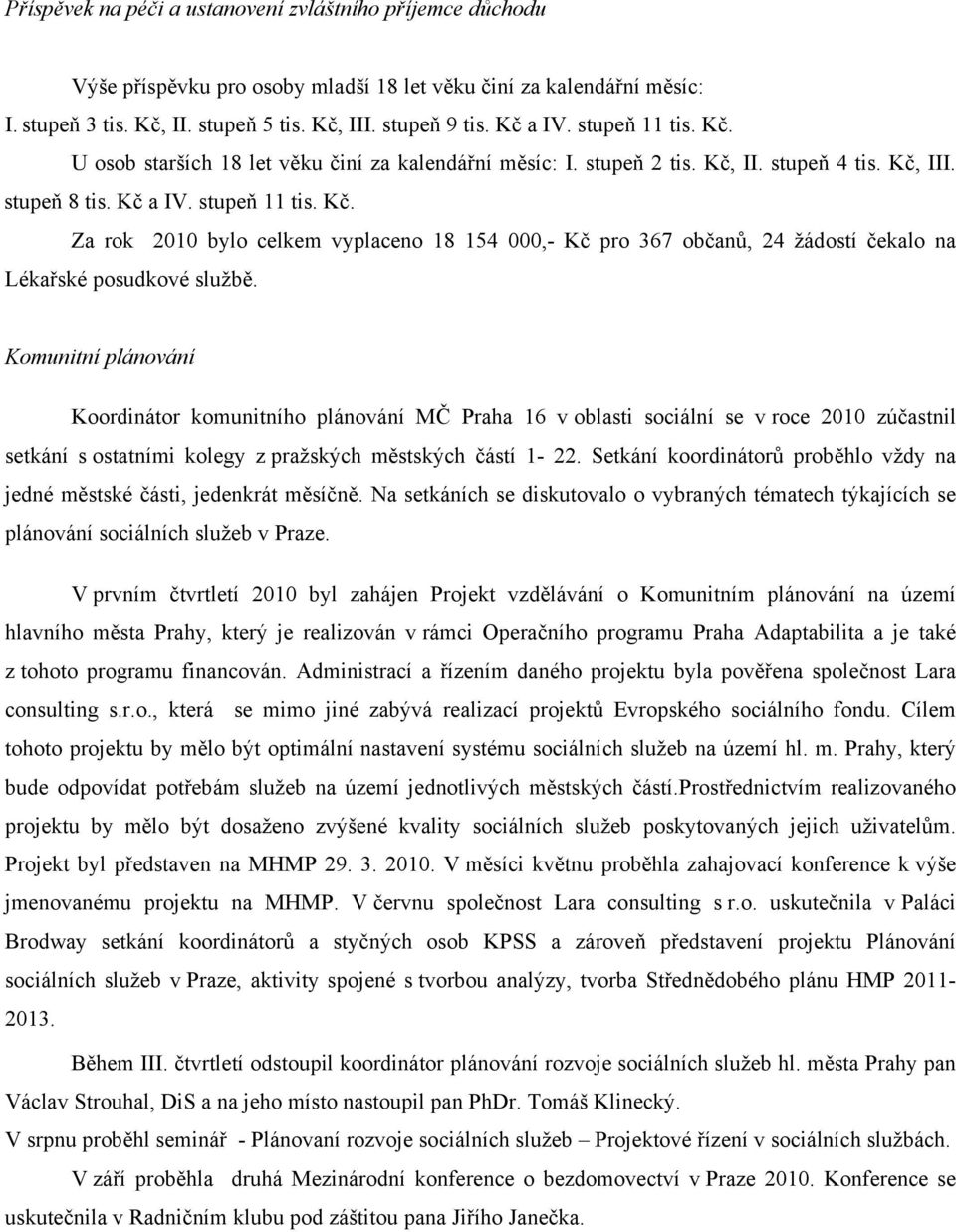 Komunitní plánování Koordinátor komunitního plánování MČ Praha 16 v oblasti sociální se v roce 2010 zúčastnil setkání s ostatními kolegy z pražských městských částí 1-22.