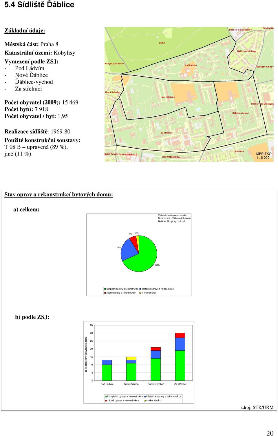 %), jiné (11 %) Stav oprav a rekonstrukcí bytových domů: a) celkem: Velikost sledovaného vzorku: Požadovaná - 79 bytových domů Reálná - 79 bytových domů 6% 3%