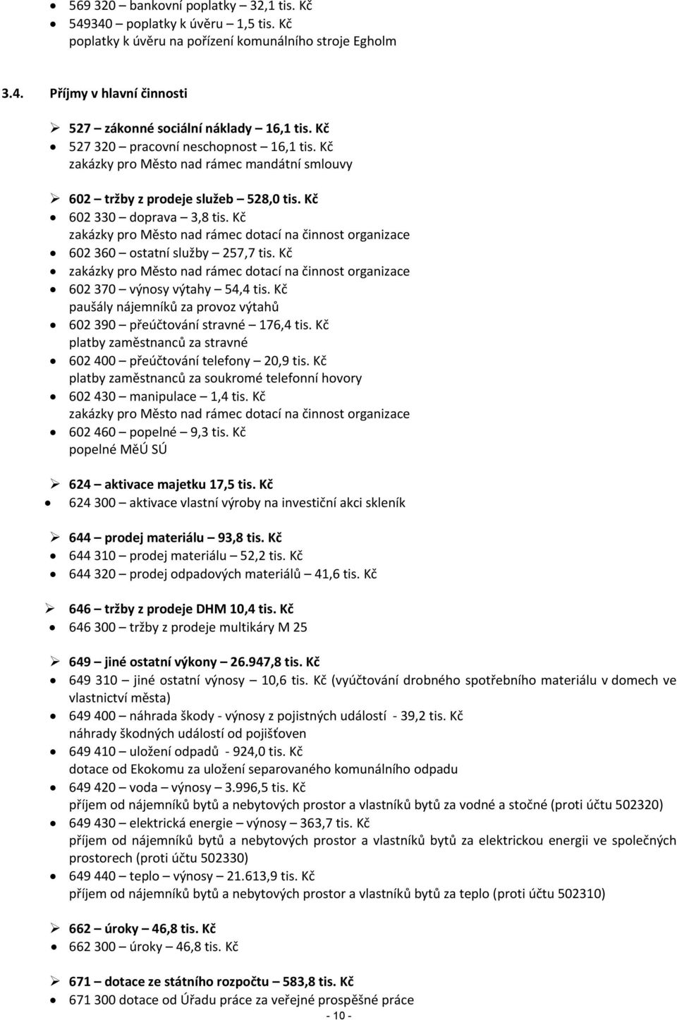 Kč zakázky pro Město nad rámec dotací na činnost organizace 602 360 ostatní služby 257,7 tis. Kč zakázky pro Město nad rámec dotací na činnost organizace 602 370 výnosy výtahy 54,4 tis.