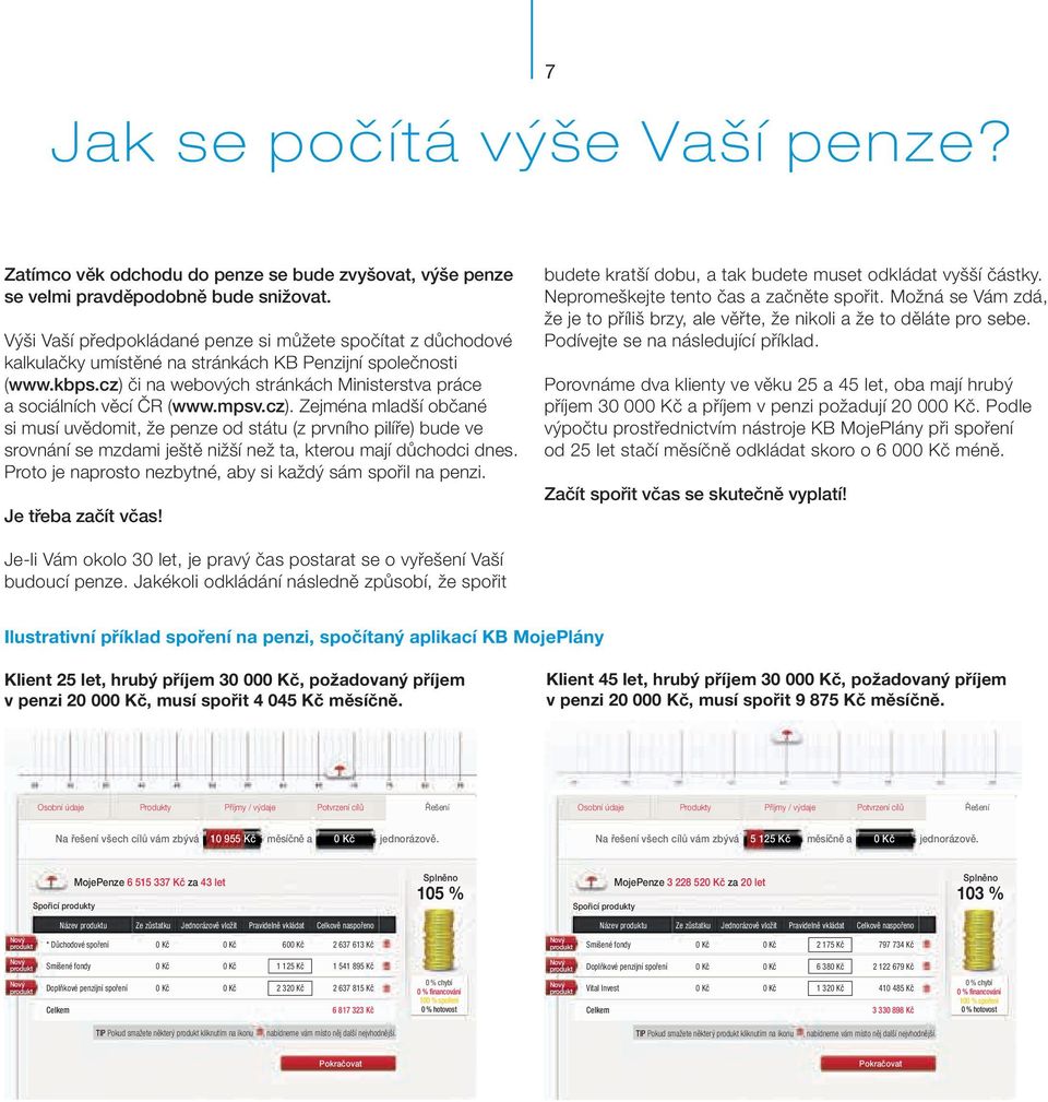 cz) či na webových stránkách Ministerstva práce a sociálních věcí ČR (www.mpsv.cz). Zejména mladší občané si musí uvědomit, že penze od státu (z prvního pilíře) bude ve srovnání se mzdami ještě nižší než ta, kterou mají důchodci dnes.