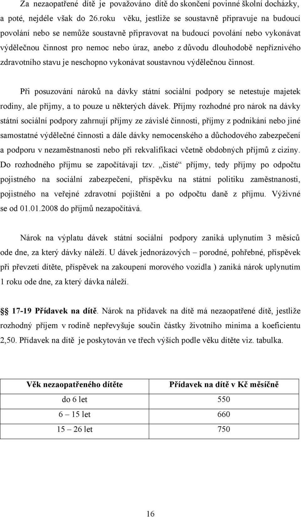 dlouhodobě nepříznivého zdravotního stavu je neschopno vykonávat soustavnou výdělečnou činnost.