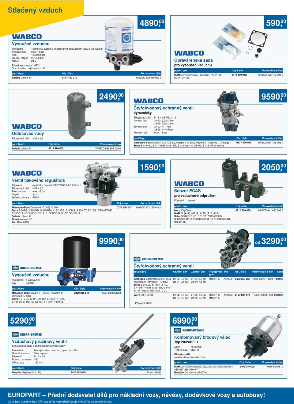 13 bar 10,0±0,2 bar 0,7+0,6 bar použití pro Porovnávací číslo Solaris Urbino III 0174 100 270 WABCO 432 410 027 0 Opravárenská sada pro vysoušeč vzduchu použití pro Porovnávací číslo MAN Lion's City