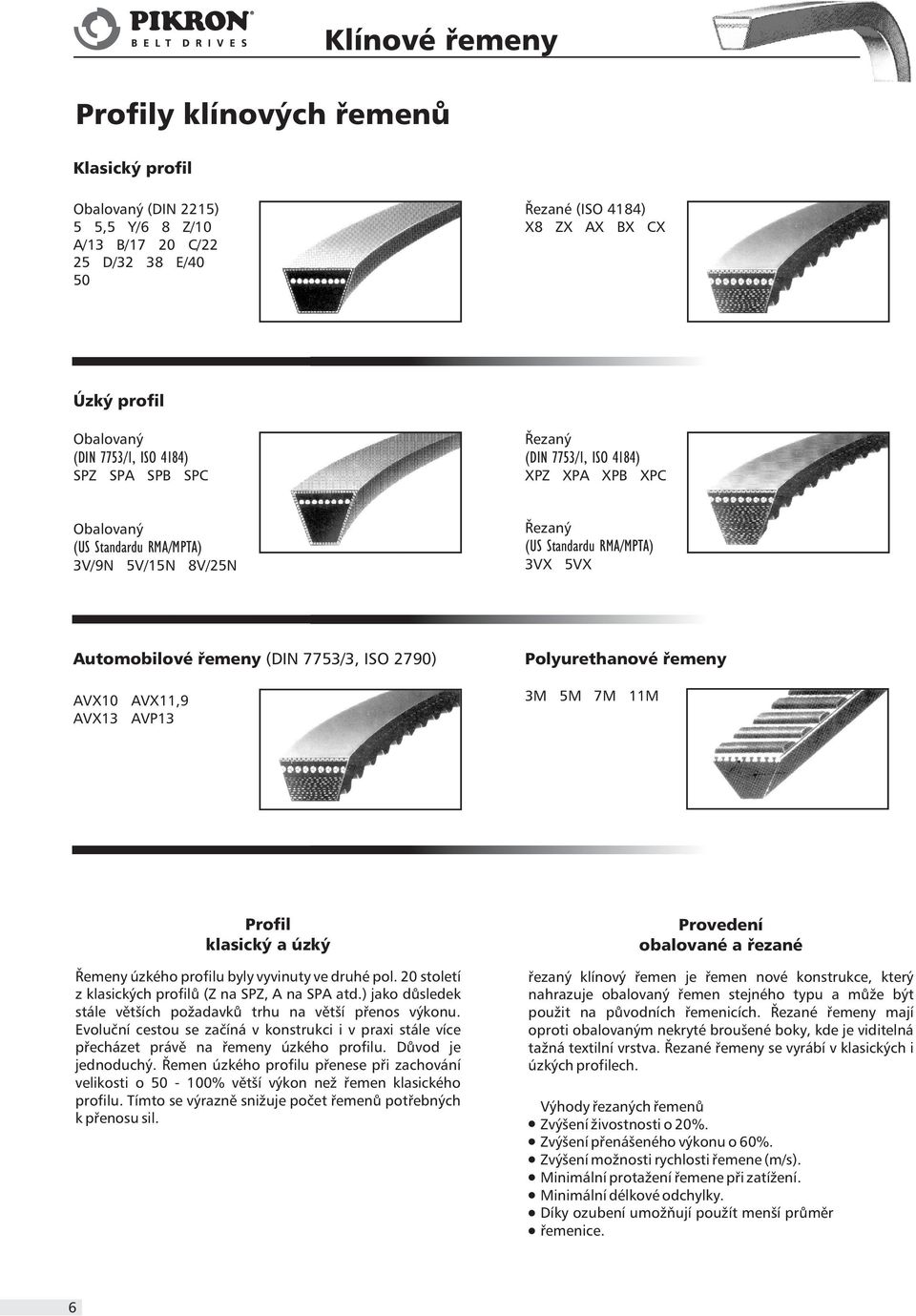 VX10 VX11,9 VX13 VP13 Polyurethanové øemeny 3M 5M 7M 11M Profil klasický a úzký Øemeny úzkého profilu byly vyvinuty ve druhé pol. 20 století z klasických profilù (Z na SPZ, na SP atd.