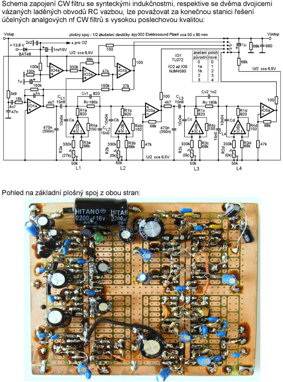 za konečnou stanici řešení účelných analgových nf CW filtrů s