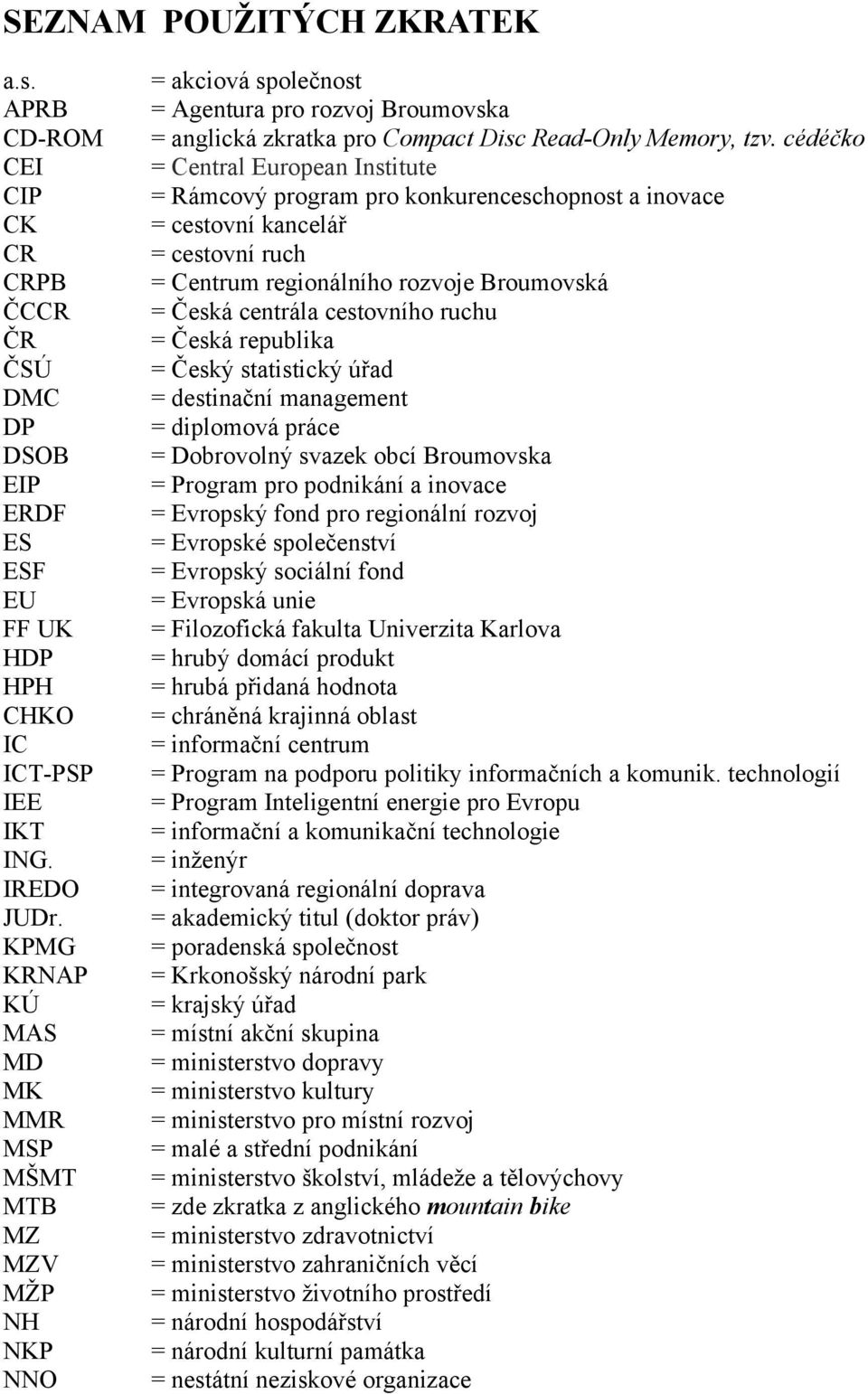 cédéčko = Central European Institute = Rámcový program pro konkurenceschopnost a inovace = cestovní kancelář = cestovní ruch = Centrum regionálního rozvoje Broumovská = Česká centrála cestovního