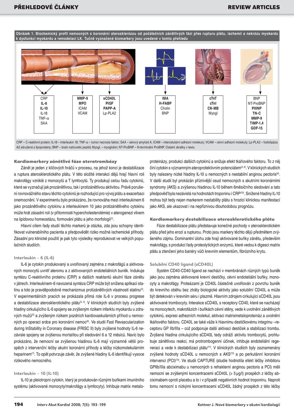 TN-C MMP-9 TIMP-1,4 GDF-15 CRP C-reaktivní protein; IL-18 interleukin 18; TNF-α tumor necrosis faktor; SAA sérový amyloid A; ICAM intercelulární adhézní molekuly; VCAM cévní adhézní molekuly; Lp-PLA2