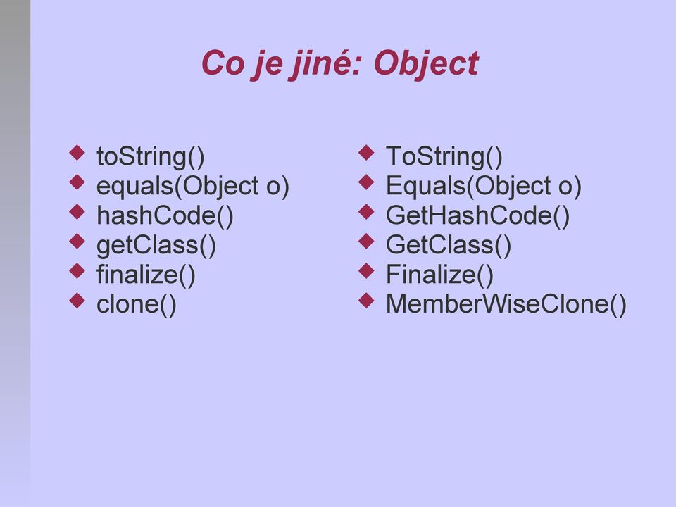 finalize() clone() ToString()