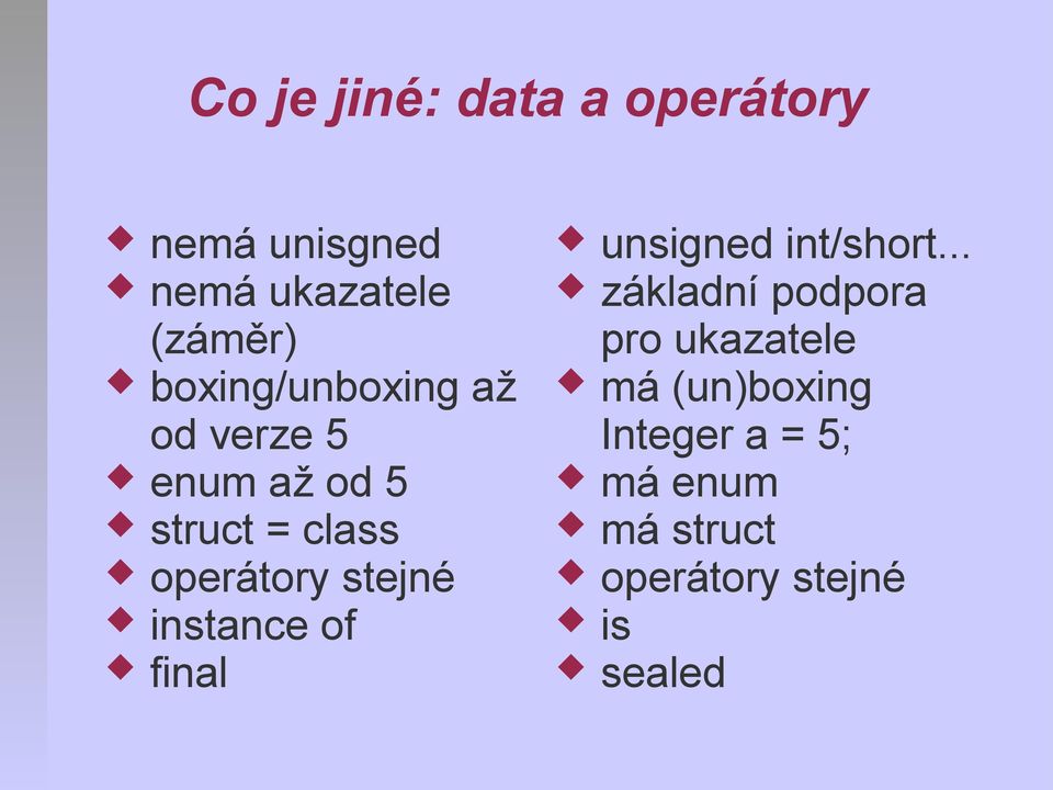 stejné instance of final unsigned int/short.