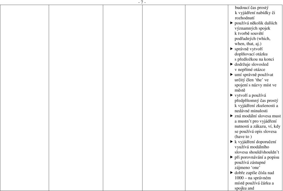 používá předpřítomný čas prostý k vyjádření zkušenosti a nedávné minulosti zná modální slovesa must a mustn t pro vyjádření nutnosti a zákazu, ví, kdy se používá opis slovesa