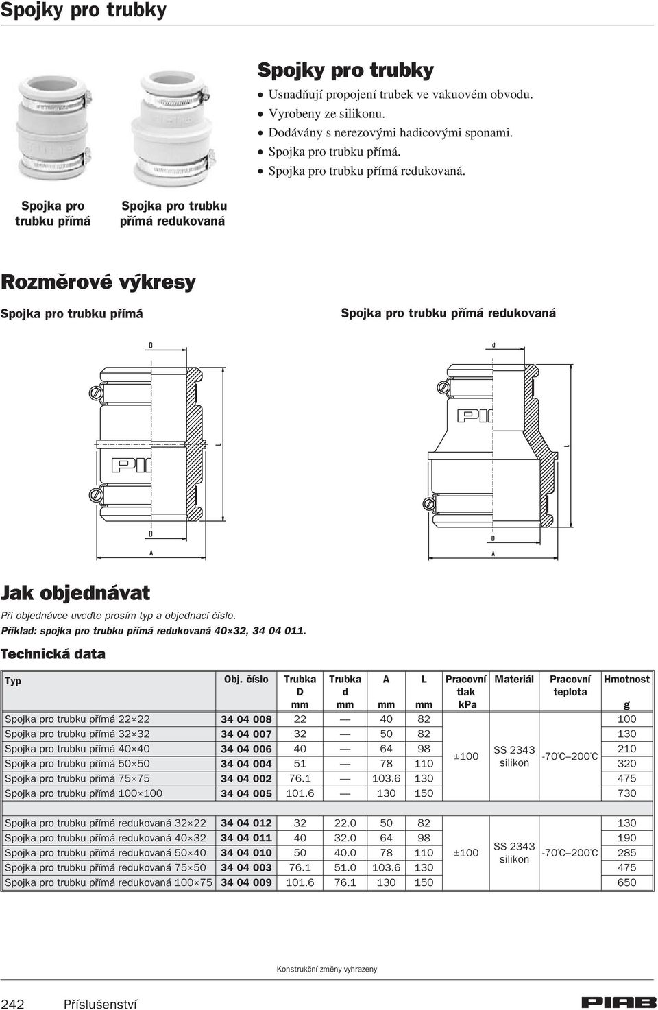 Spojka pro trubku pøímá Spojka pro trubku pøímá redukovaná Rozmìrové výkresy Spojka pro trubku pøímá Spojka pro trubku pøímá redukovaná Jak objednávat Pøi objednávce uveïte prosím typ a objednací