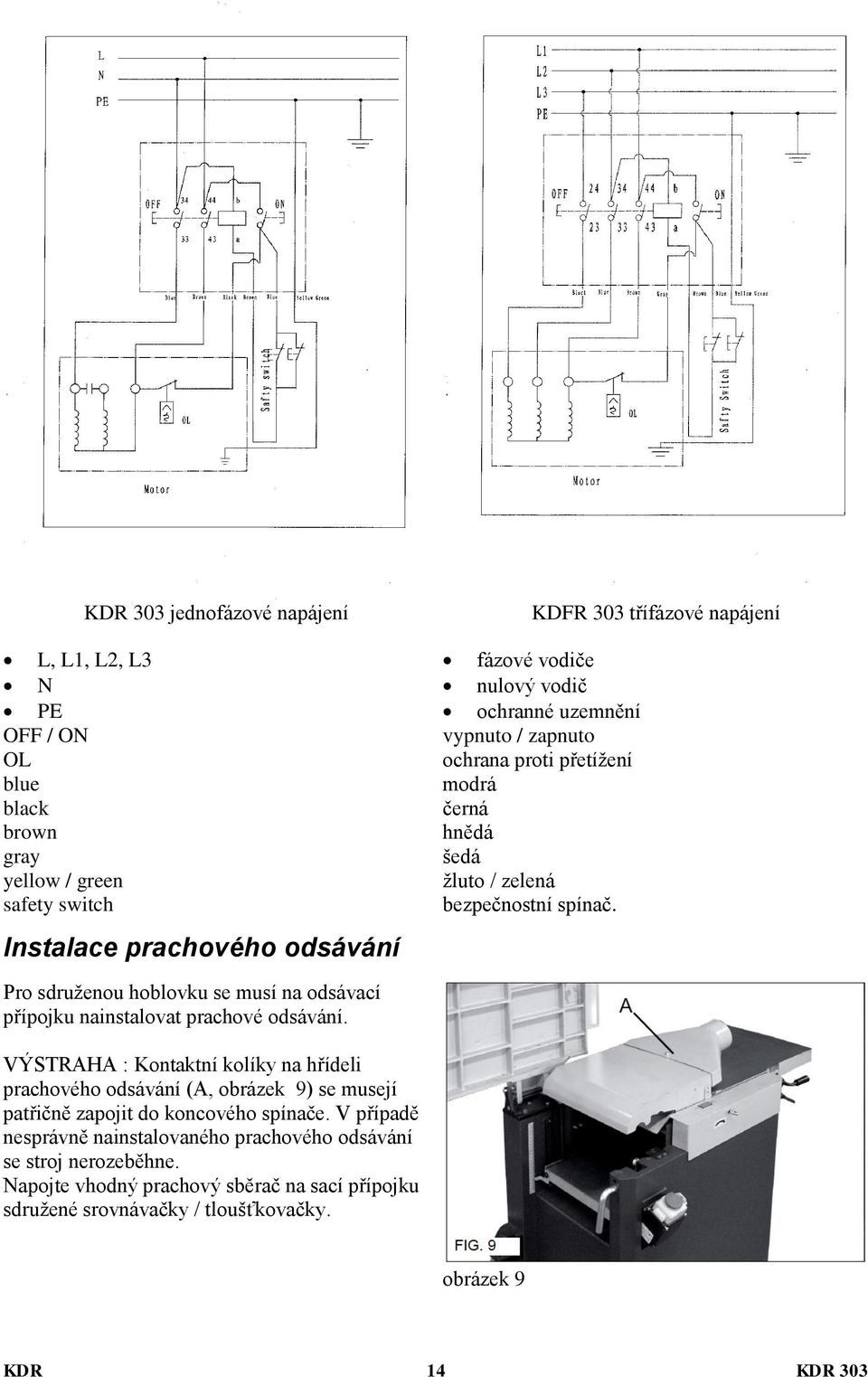 Pro sdruženou hoblovku se musí na odsávací přípojku nainstalovat prachové odsávání.