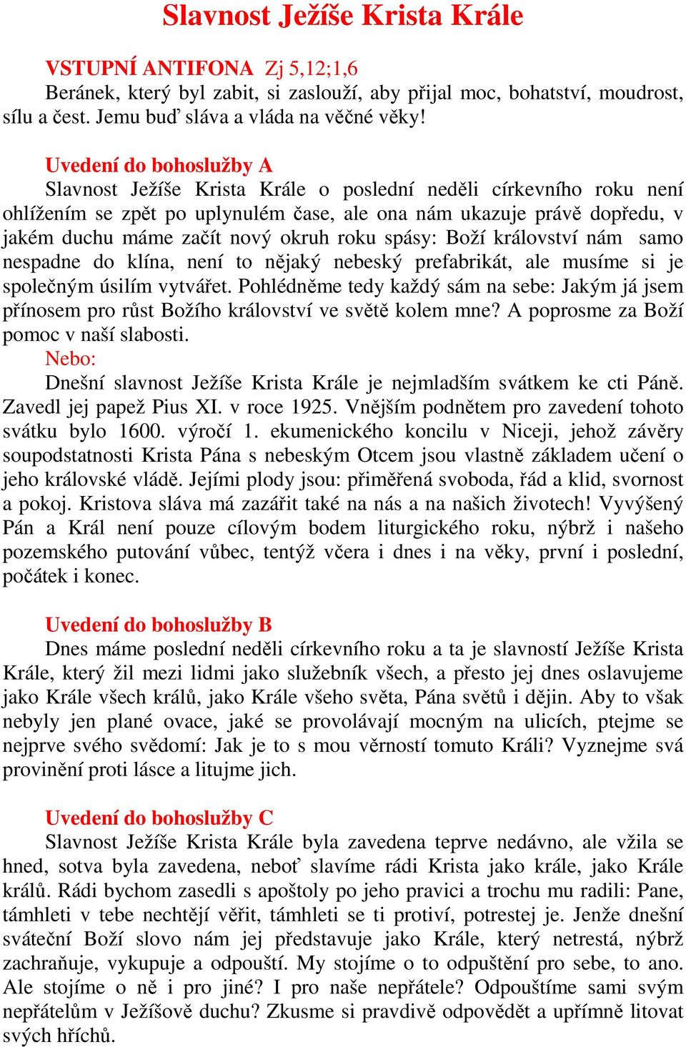 roku spásy: Boží království nám samo nespadne do klína, není to nějaký nebeský prefabrikát, ale musíme si je společným úsilím vytvářet.