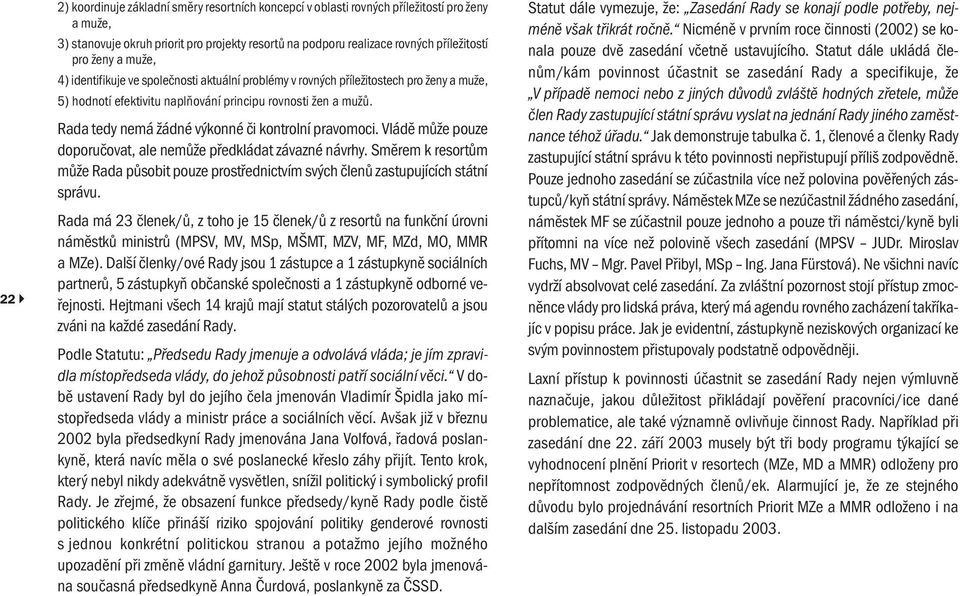 Rada tedy nemá žádné výkonné či kontrolní pravomoci. Vládě může pouze doporučovat, ale nemůže předkládat závazné návrhy.