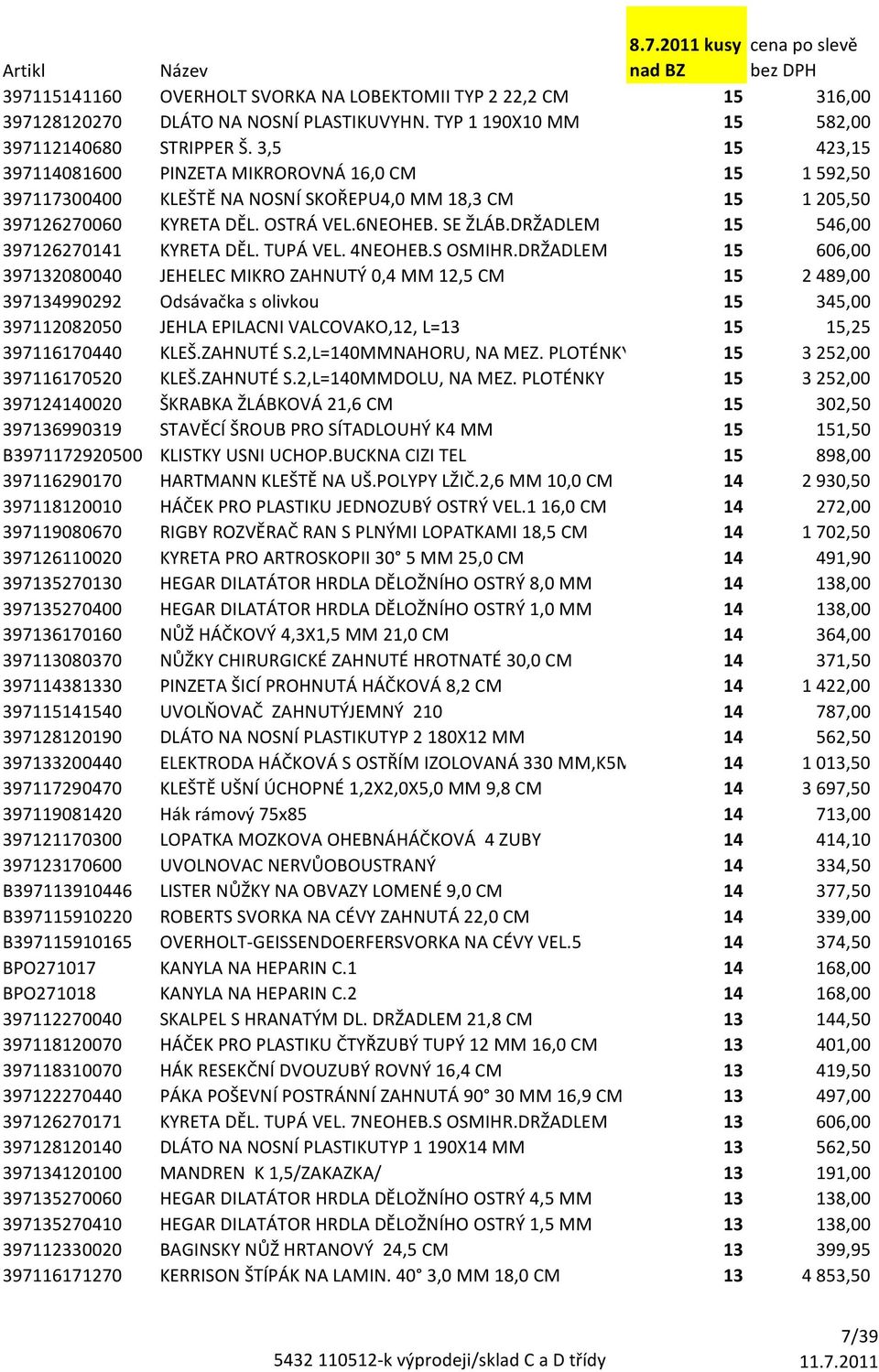 DRŽADLEM 15 546,00 397126270141 KYRETA DĚL. TUPÁ VEL. 4NEOHEB.S OSMIHR.