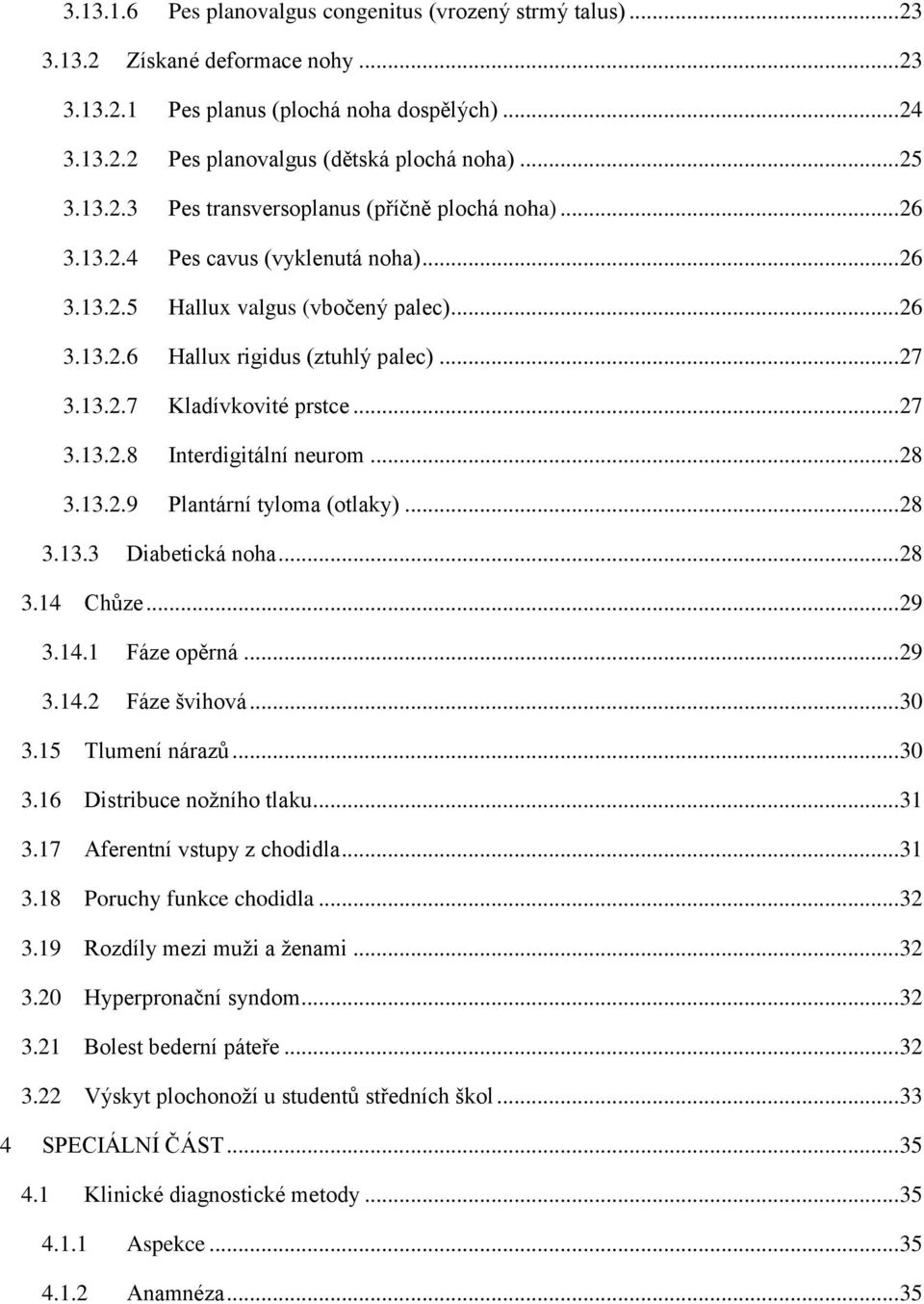 .. 27 3.13.2.8 Interdigitální neurom... 28 3.13.2.9 Plantární tyloma (otlaky)... 28 3.13.3 Diabetická noha... 28 3.14 Chůze... 29 3.14.1 Fáze opěrná... 29 3.14.2 Fáze švihová... 30 3.