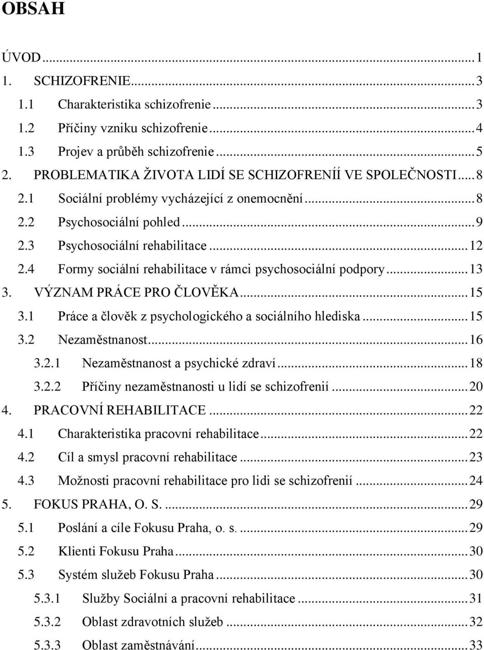 4 Formy sociální rehabilitace v rámci psychosociální podpory... 13 3. VÝZNAM PRÁCE PRO ČLOVĚKA... 15 3.1 Práce a člověk z psychologického a sociálního hlediska... 15 3.2 