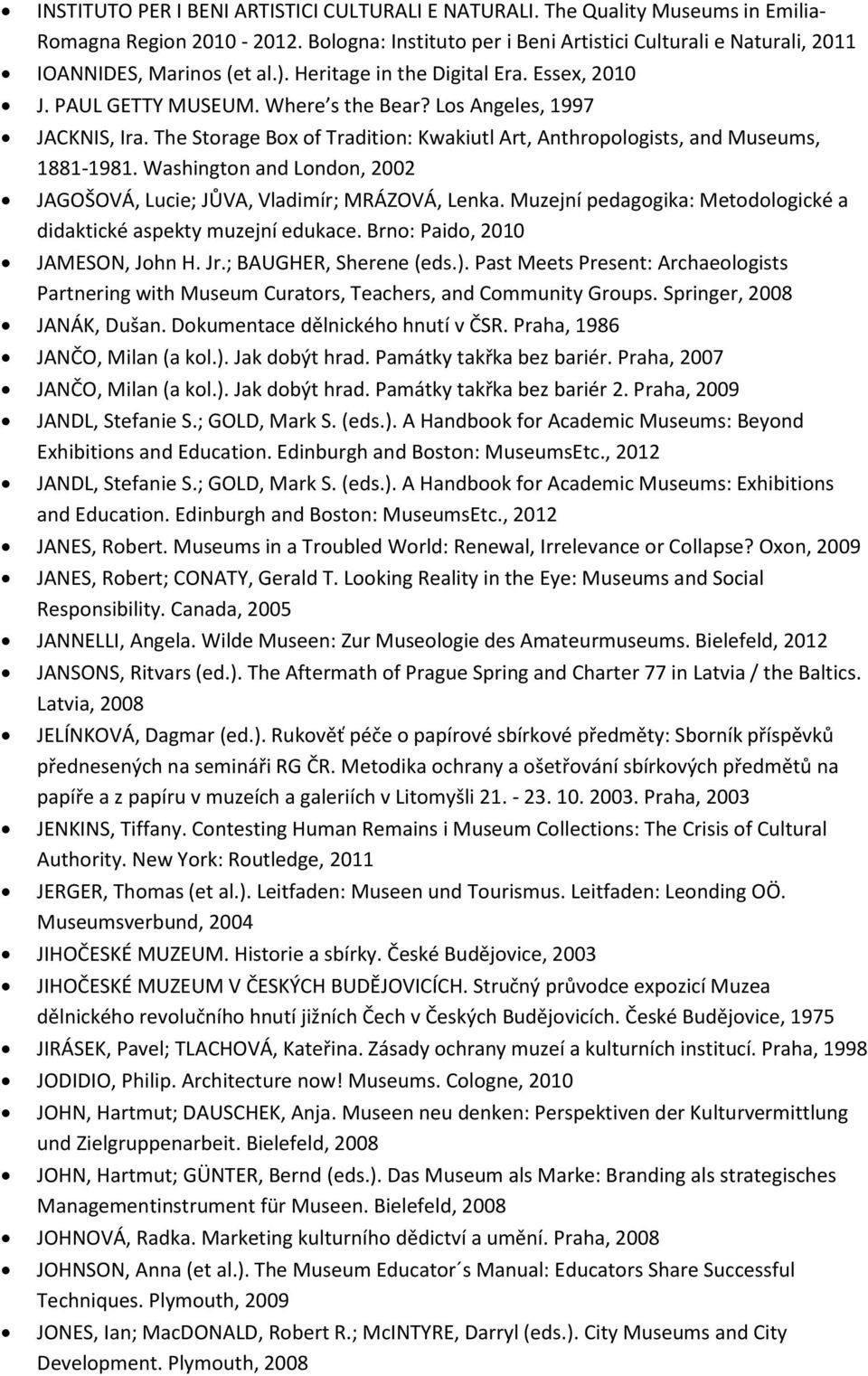 Los Angeles, 1997 JACKNIS, Ira. The Storage Box of Tradition: Kwakiutl Art, Anthropologists, and Museums, 1881-1981. Washington and London, 2002 JAGOŠOVÁ, Lucie; JŮVA, Vladimír; MRÁZOVÁ, Lenka.