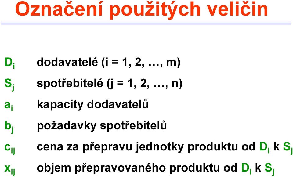 dodavatelů požadavky spotřebitelů cena za přepravu jednotky